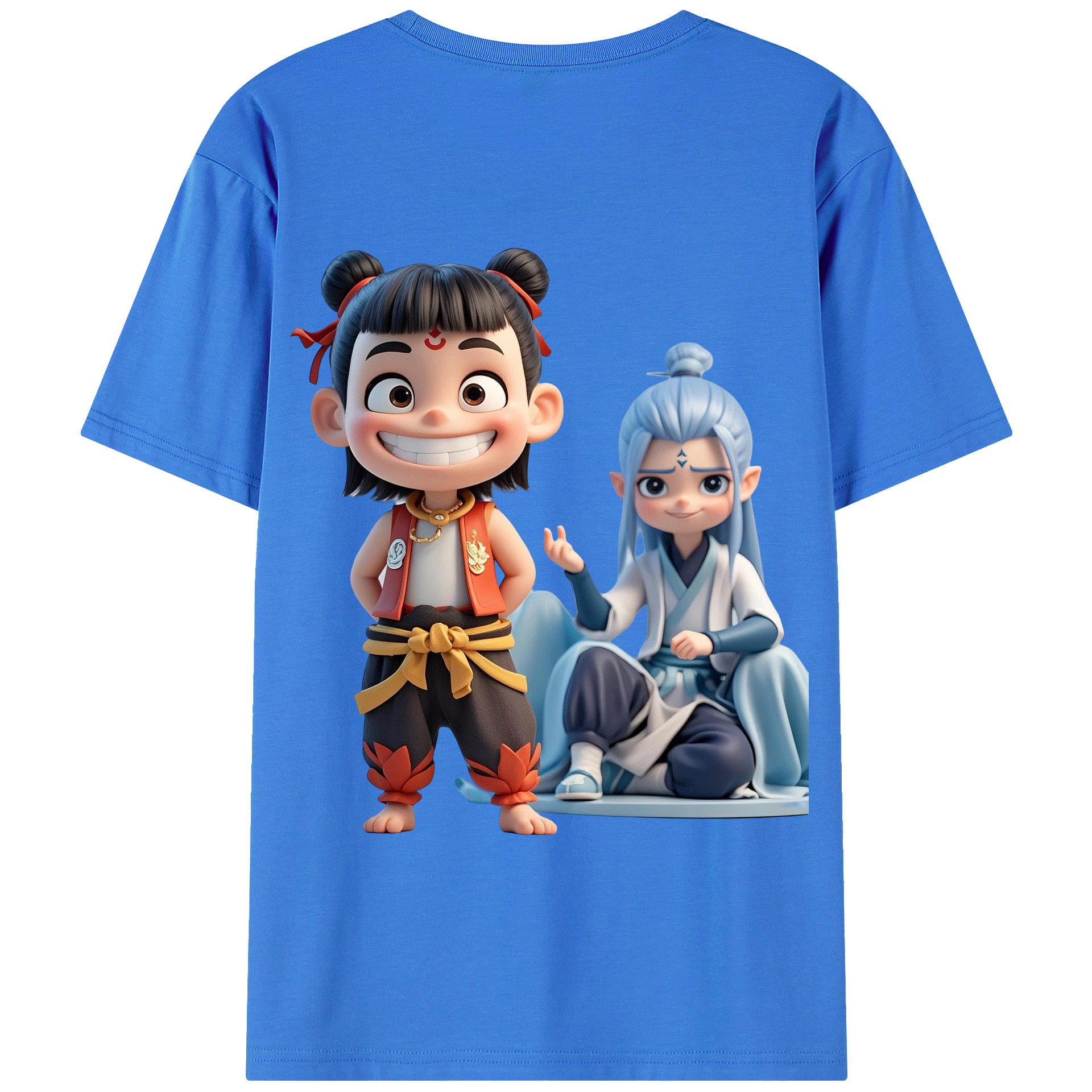 （画像用） Ne Zha 2 ナタ 魔童の大暴れ 綿100％半袖Tシャツ（背面プリント）