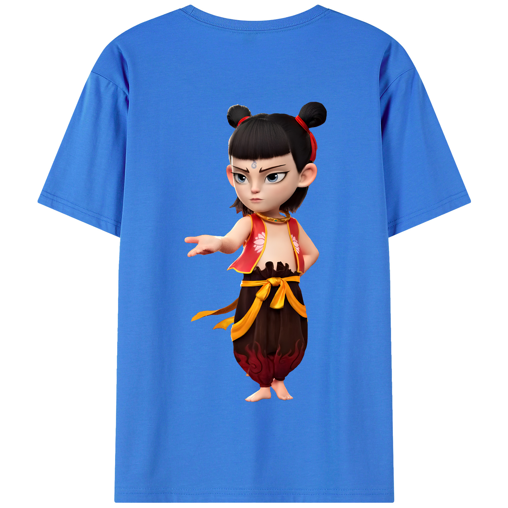 （画像用） Ne Zha 2 ナタ 魔童の大暴れ 綿100％半袖Tシャツ（背面プリント）