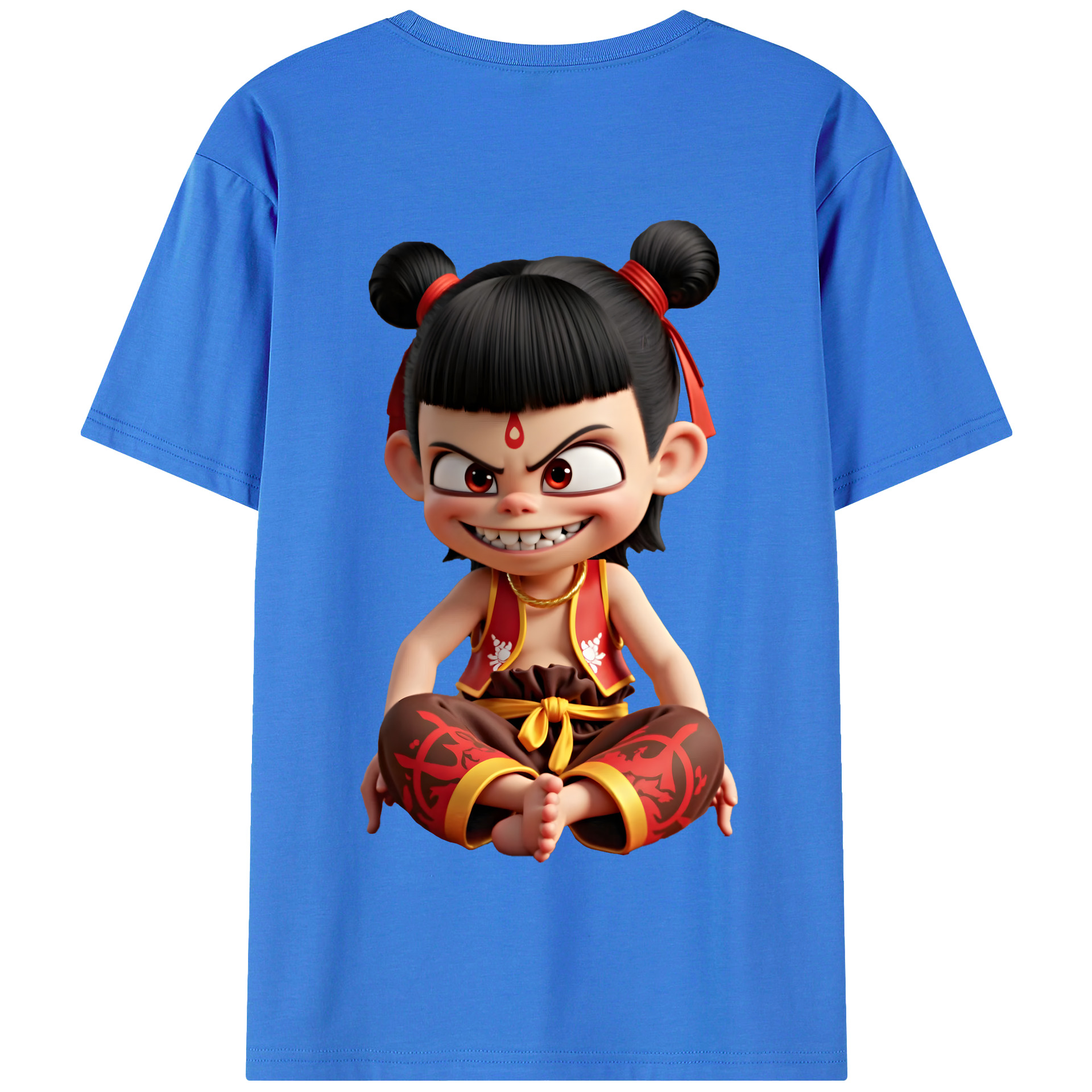 （画像用） Ne Zha 2 ナタ 魔童の大暴れ 綿100％半袖Tシャツ（背面プリント）