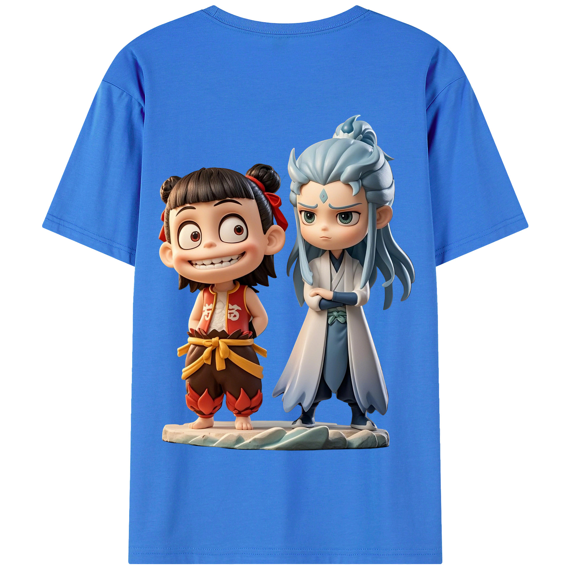 （画像用） Ne Zha 2 ナタ 魔童の大暴れ 綿100％半袖Tシャツ（背面プリント）