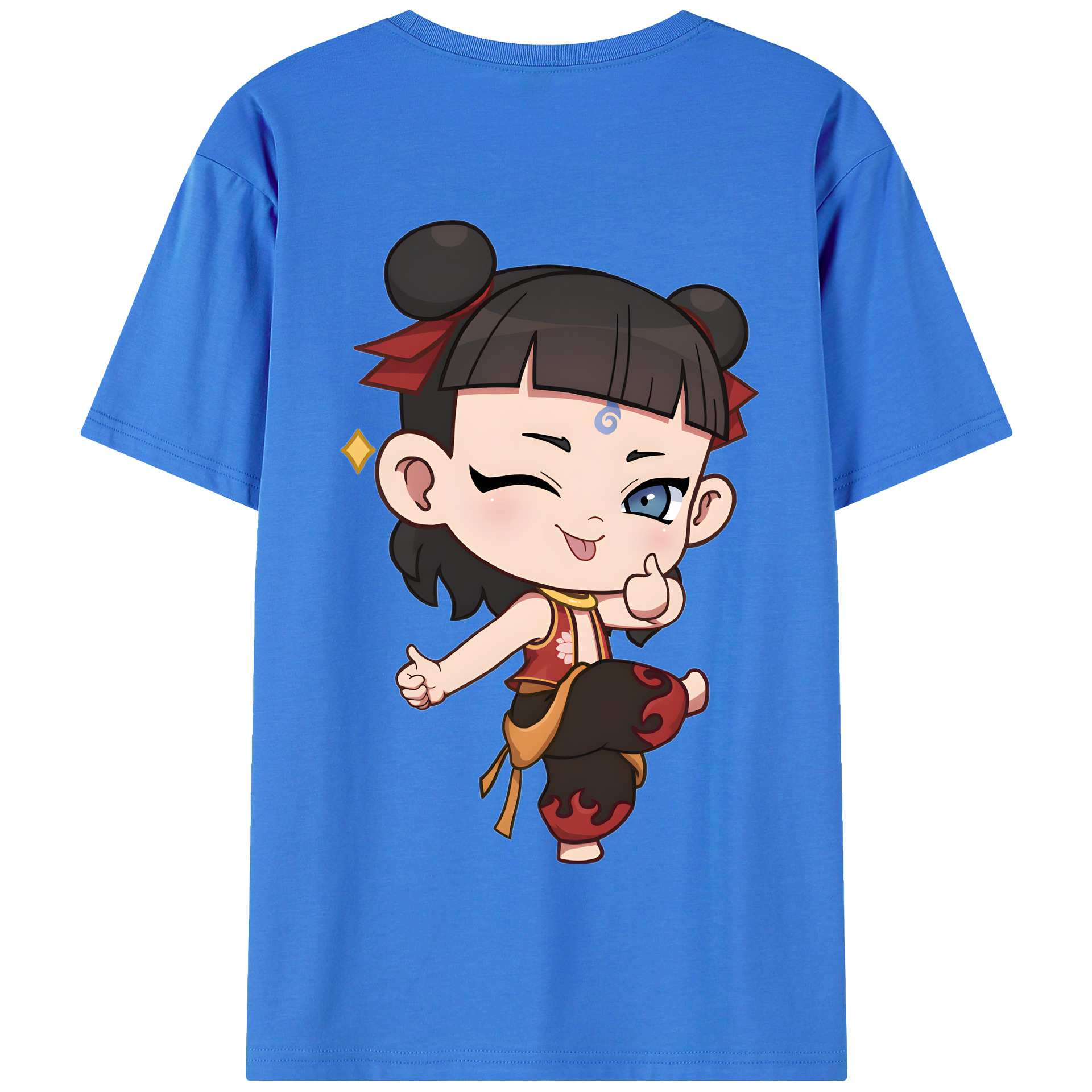 （画像用） Ne Zha 2 ナタ 魔童の大暴れ 綿100％半袖Tシャツ（背面プリント）