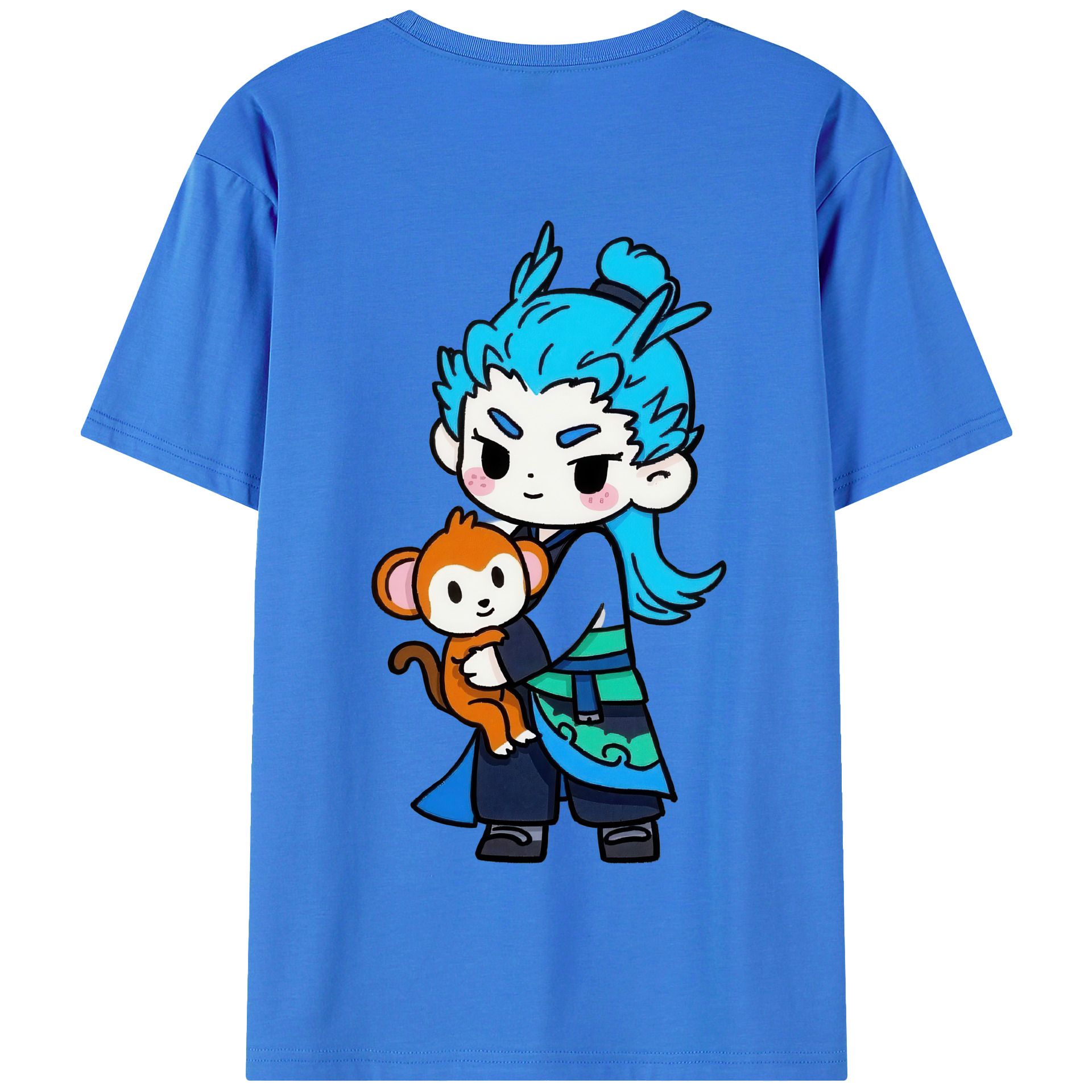 （画像用） Ne Zha 2 ナタ 魔童の大暴れ 綿100％半袖Tシャツ（背面プリント）