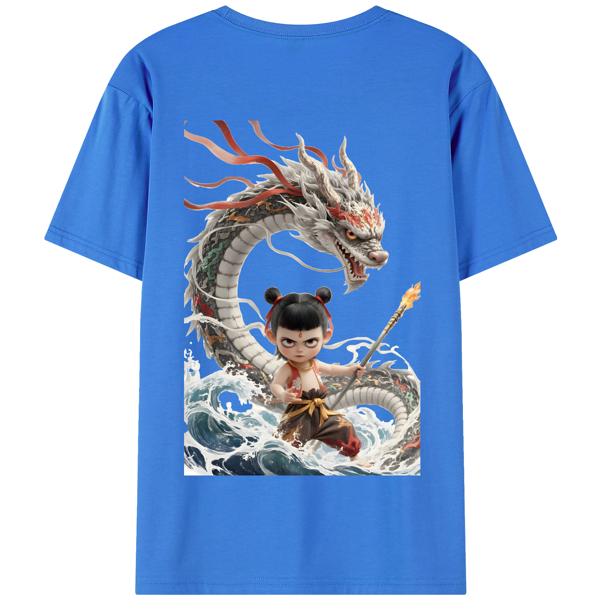 （画像用） Ne Zha 2 ナタ 魔童の大暴れ 綿100％半袖Tシャツ（背面プリント）