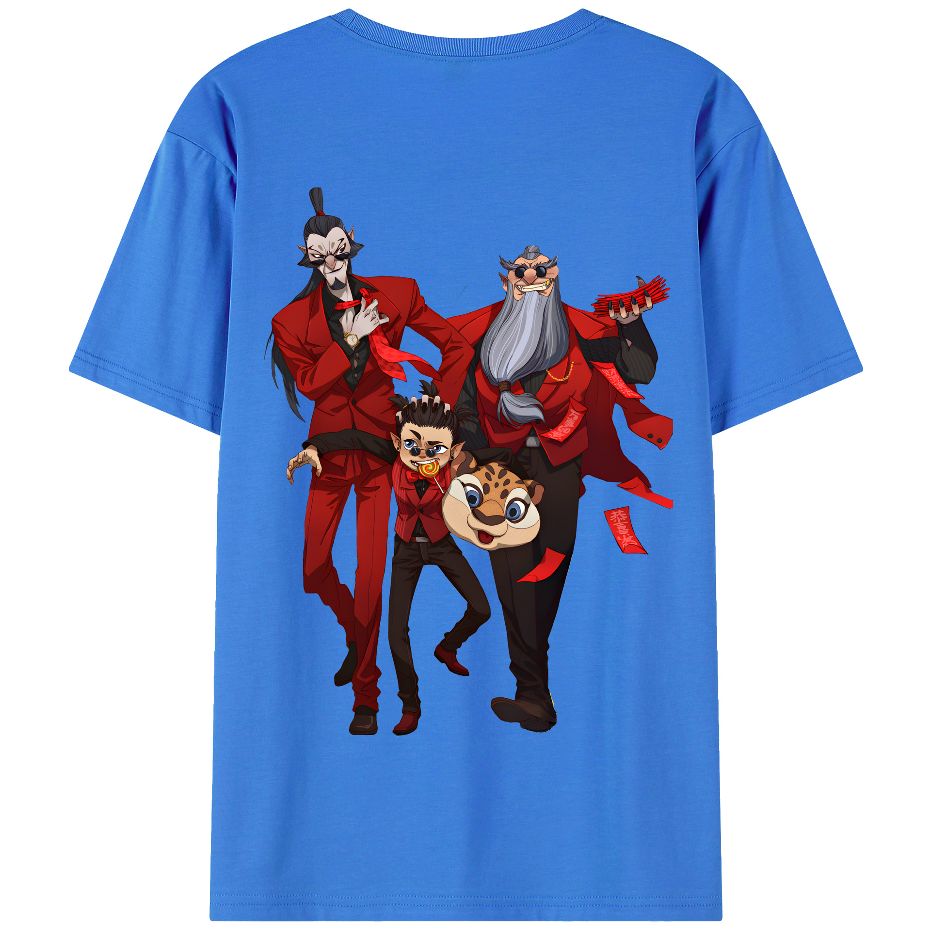 （画像用） Ne Zha 2 ナタ 魔童の大暴れ 綿100％半袖Tシャツ（背面プリント）