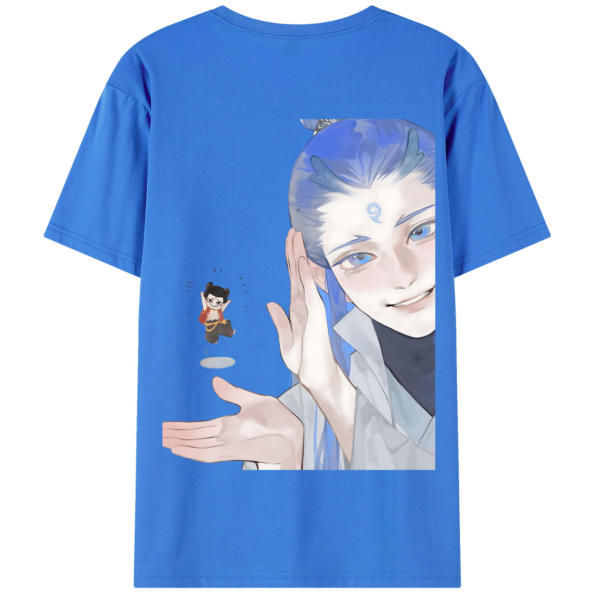 （画像用） Ne Zha 2 ナタ 魔童の大暴れ 綿100％半袖Tシャツ（背面プリント）
