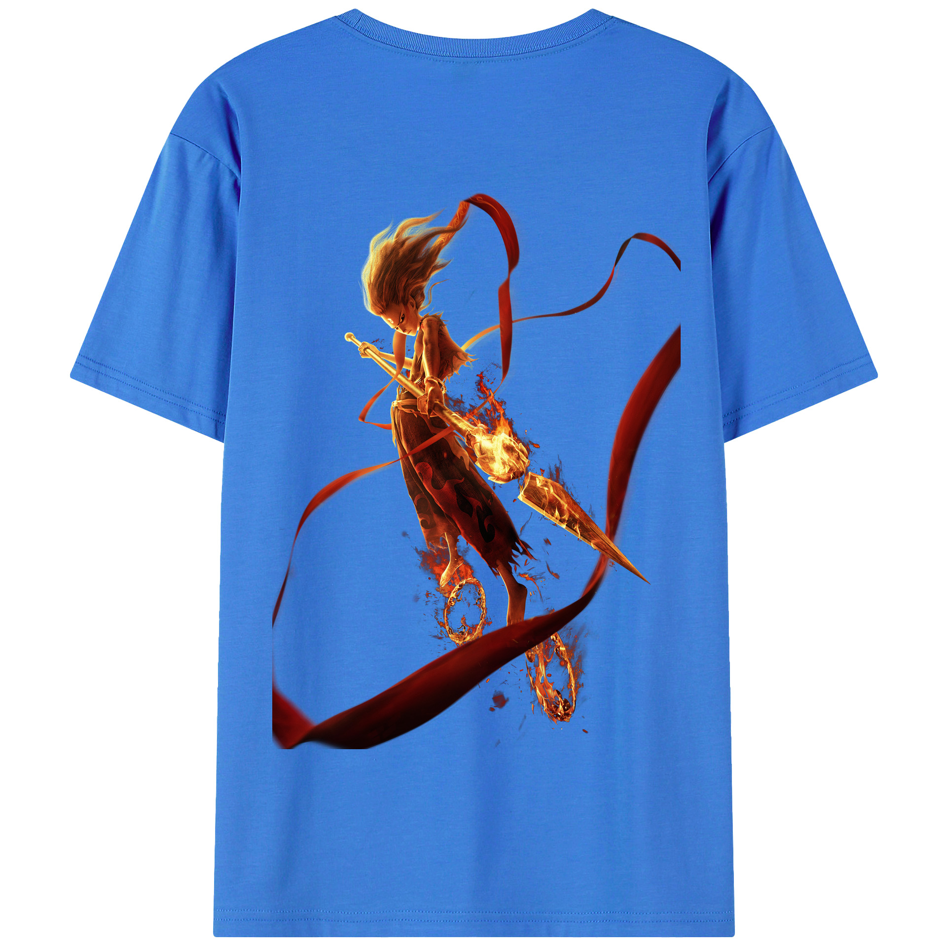 （画像用） Ne Zha 2 ナタ 魔童の大暴れ 綿100％半袖Tシャツ（背面プリント）