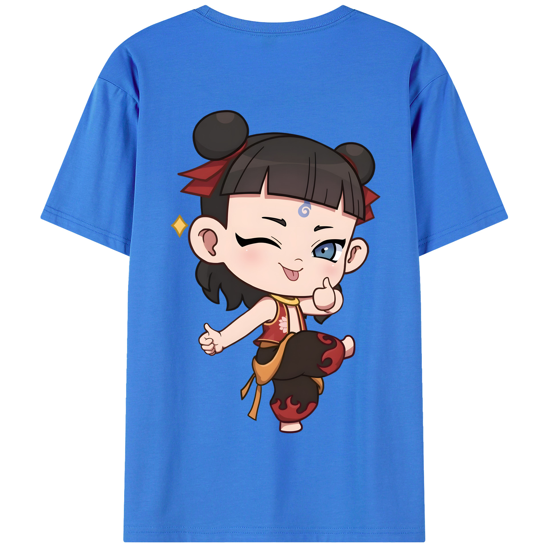 （画像用） Ne Zha 2 ナタ 魔童の大暴れ 綿100％半袖Tシャツ（背面プリント）