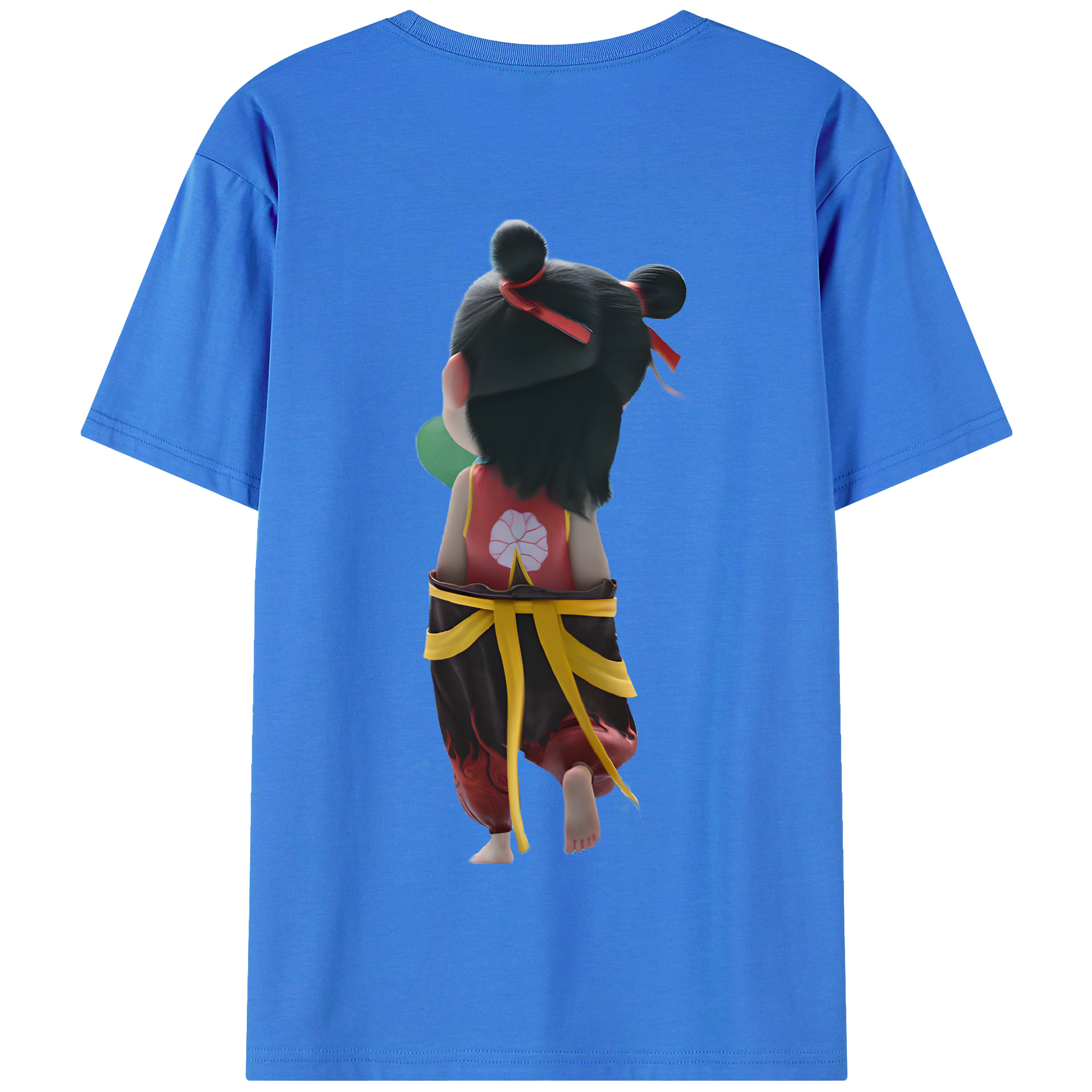 （画像用） Ne Zha 2 ナタ 魔童の大暴れ 綿100％半袖Tシャツ（背面プリント）