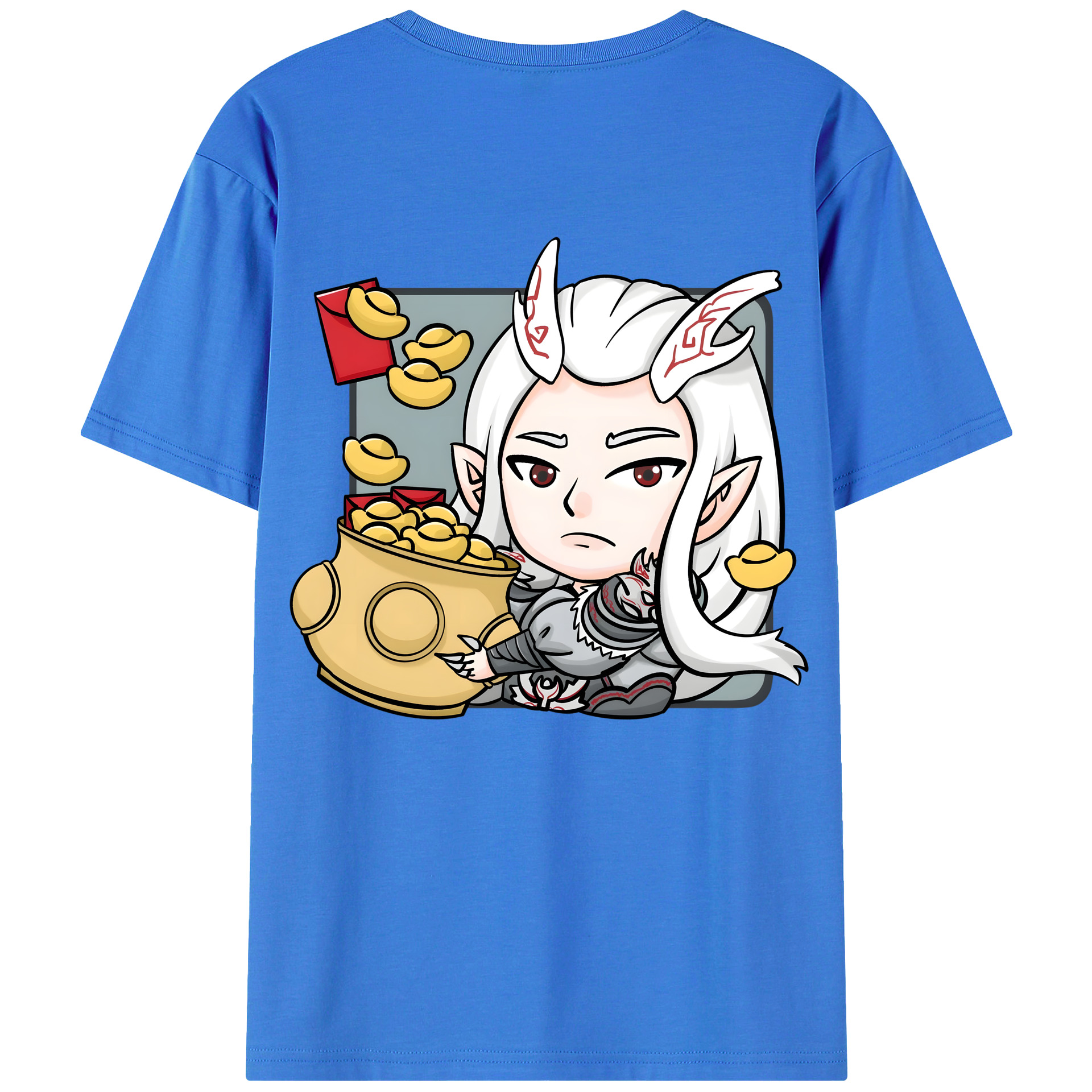 （画像用） Ne Zha 2 ナタ 魔童の大暴れ 綿100％半袖Tシャツ（背面プリント）