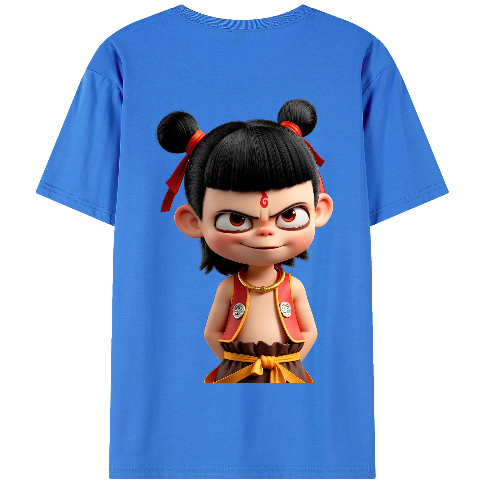 （画像用） Ne Zha 2 ナタ 魔童の大暴れ 綿100％半袖Tシャツ（背面プリント）