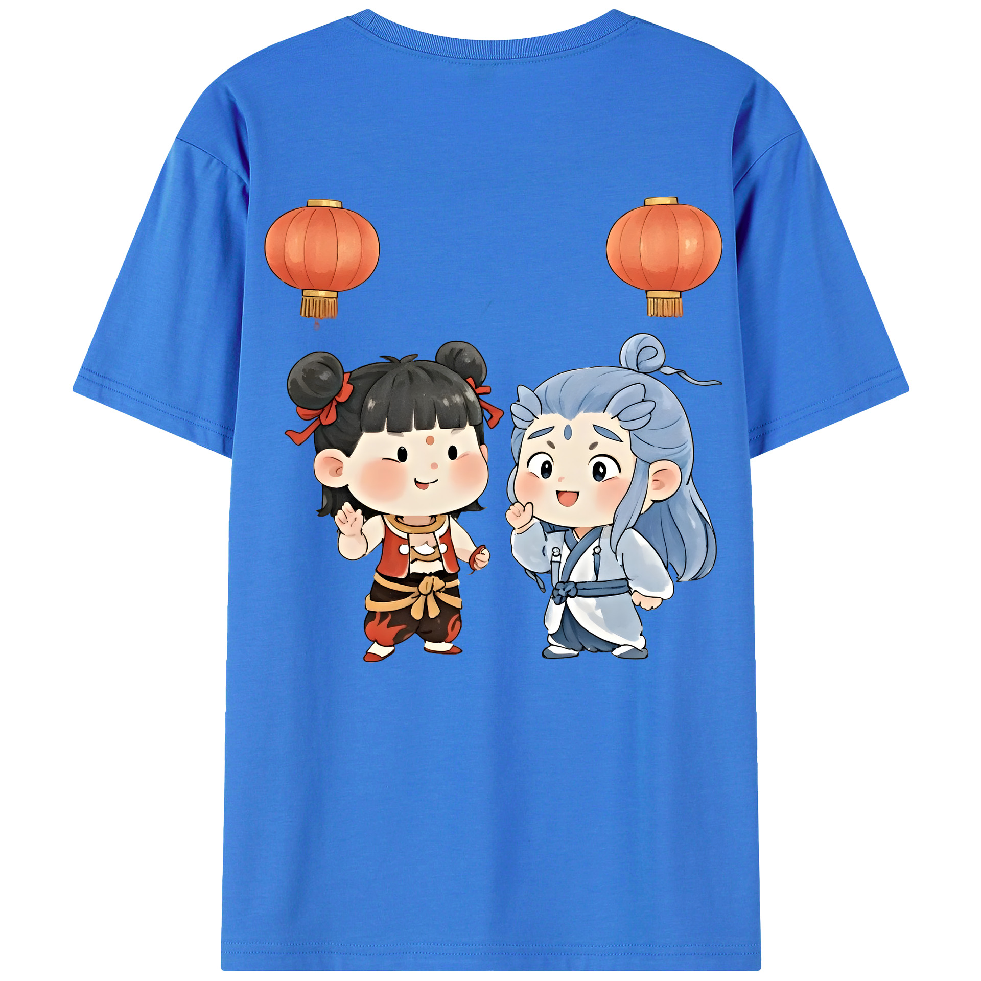 （画像用） Ne Zha 2 ナタ 魔童の大暴れ 綿100％半袖Tシャツ（背面プリント）