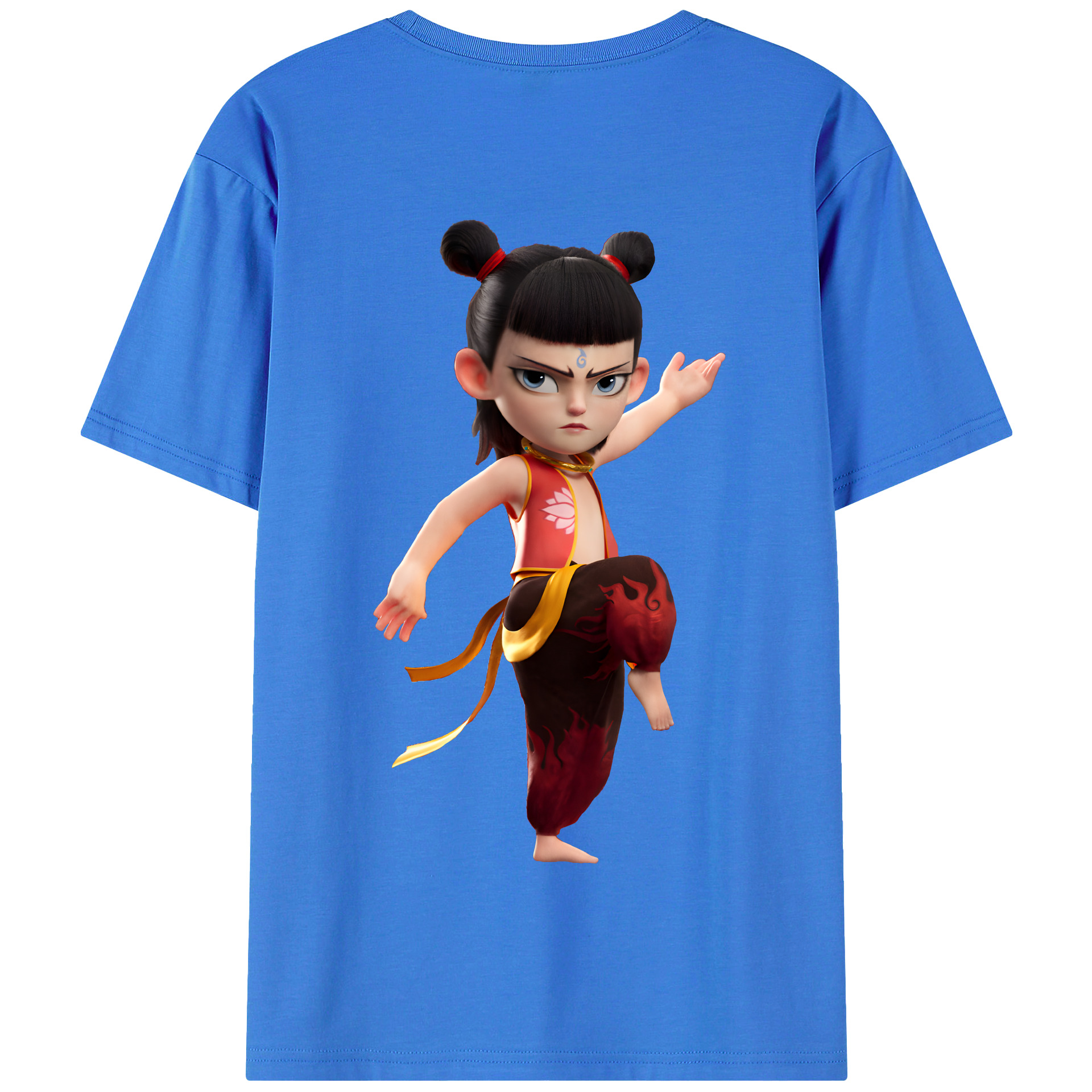 （画像用） Ne Zha 2 ナタ 魔童の大暴れ 綿100％半袖Tシャツ（背面プリント）