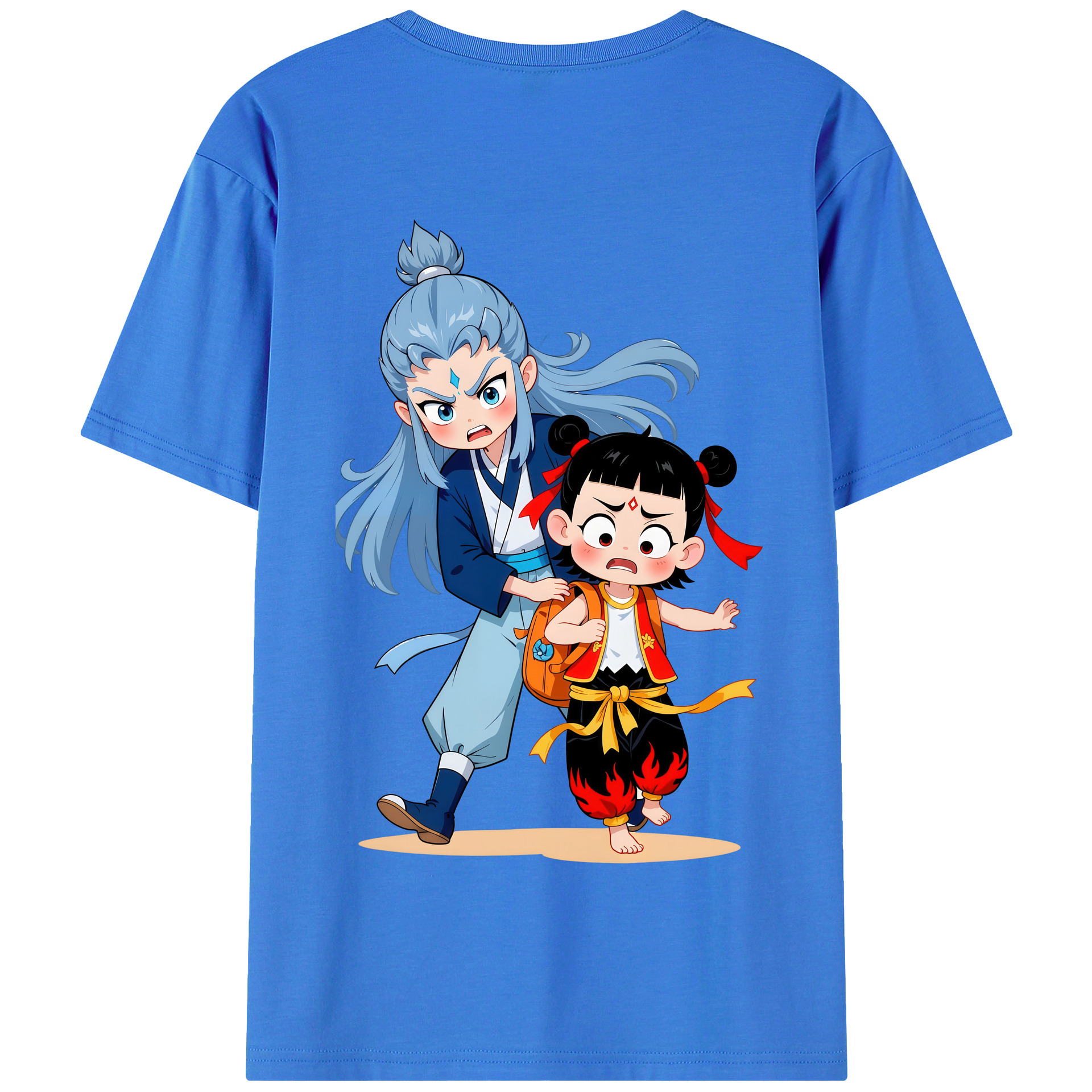 （画像用） Ne Zha 2 ナタ 魔童の大暴れ 綿100％半袖Tシャツ（背面プリント）