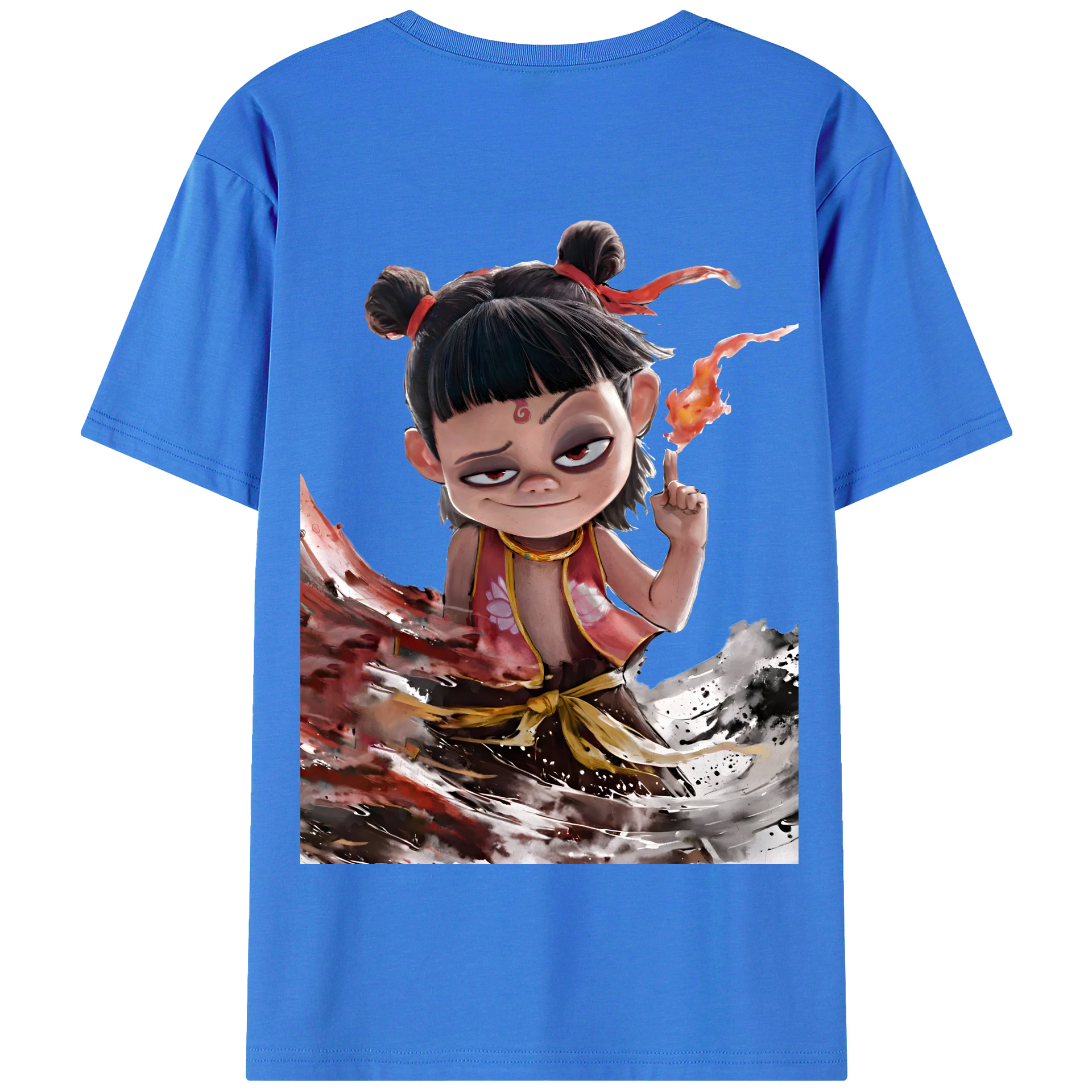 （画像用） Ne Zha 2 ナタ 魔童の大暴れ 綿100％半袖Tシャツ（背面プリント）