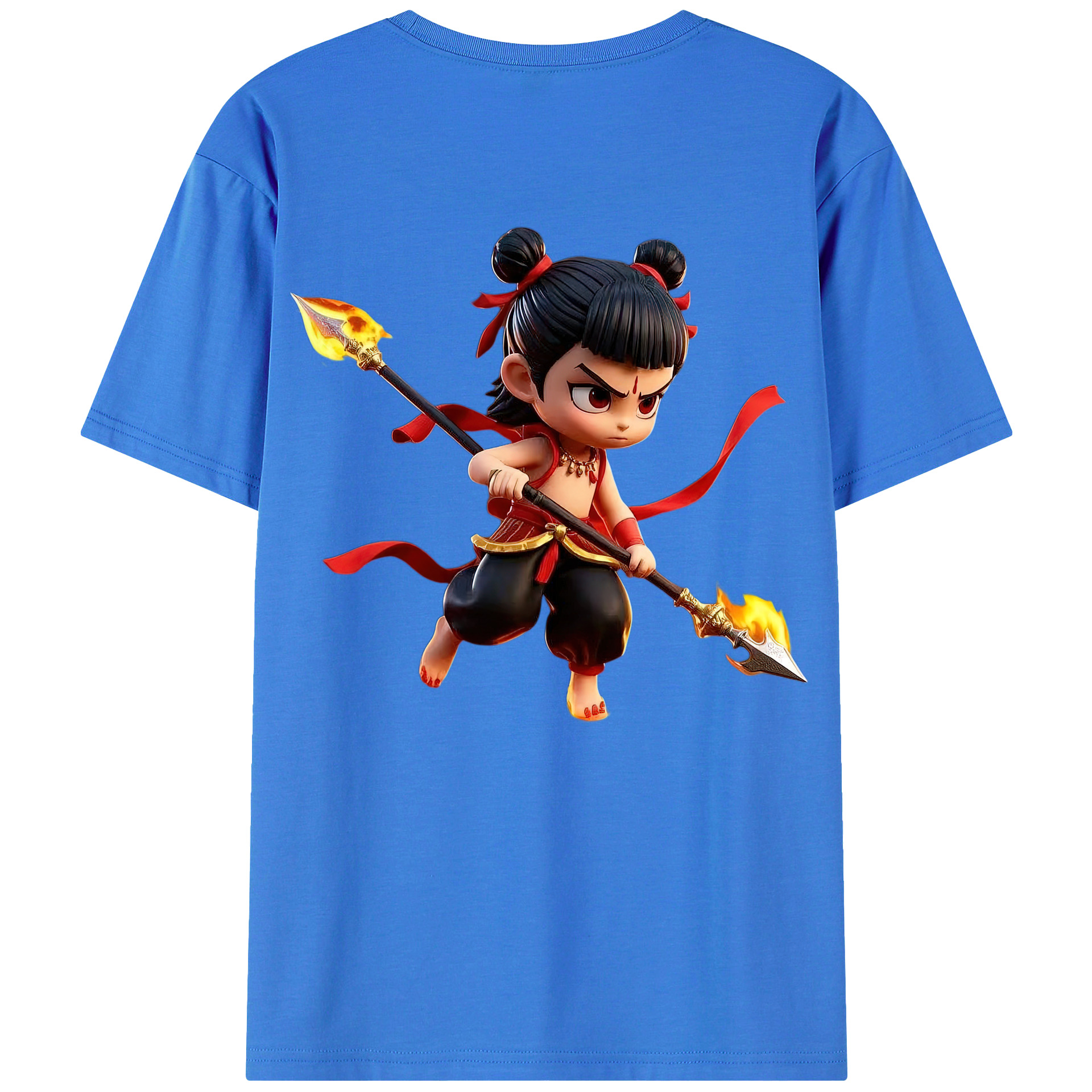 （画像用） Ne Zha 2 ナタ 魔童の大暴れ 綿100％半袖Tシャツ（背面プリント）