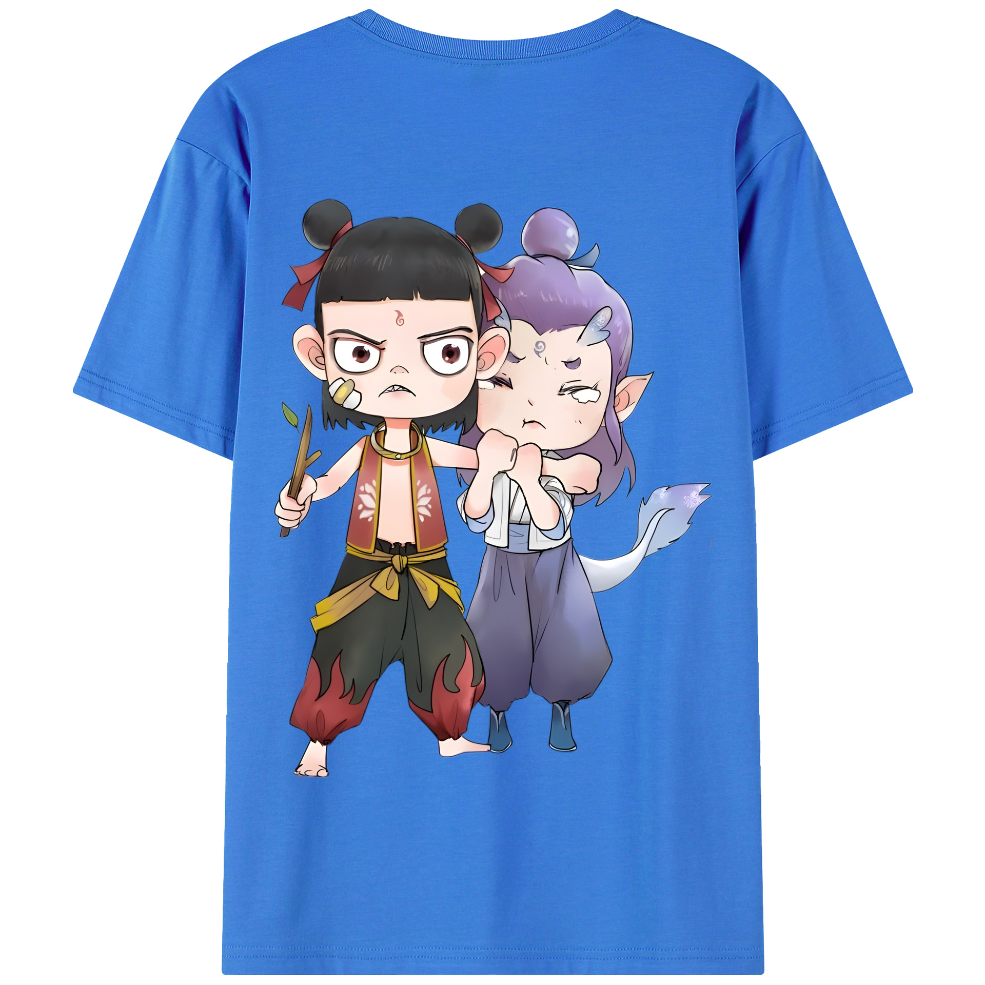 （画像用） Ne Zha 2 ナタ 魔童の大暴れ 綿100％半袖Tシャツ（背面プリント）