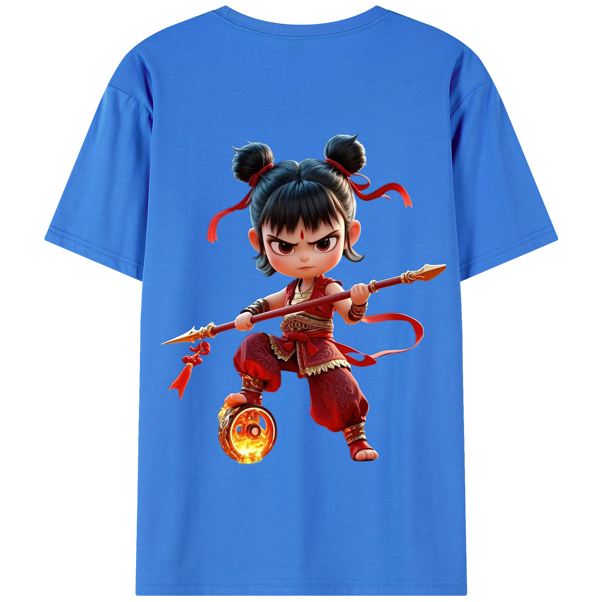 （画像用） Ne Zha 2 ナタ 魔童の大暴れ 綿100％半袖Tシャツ（背面プリント）