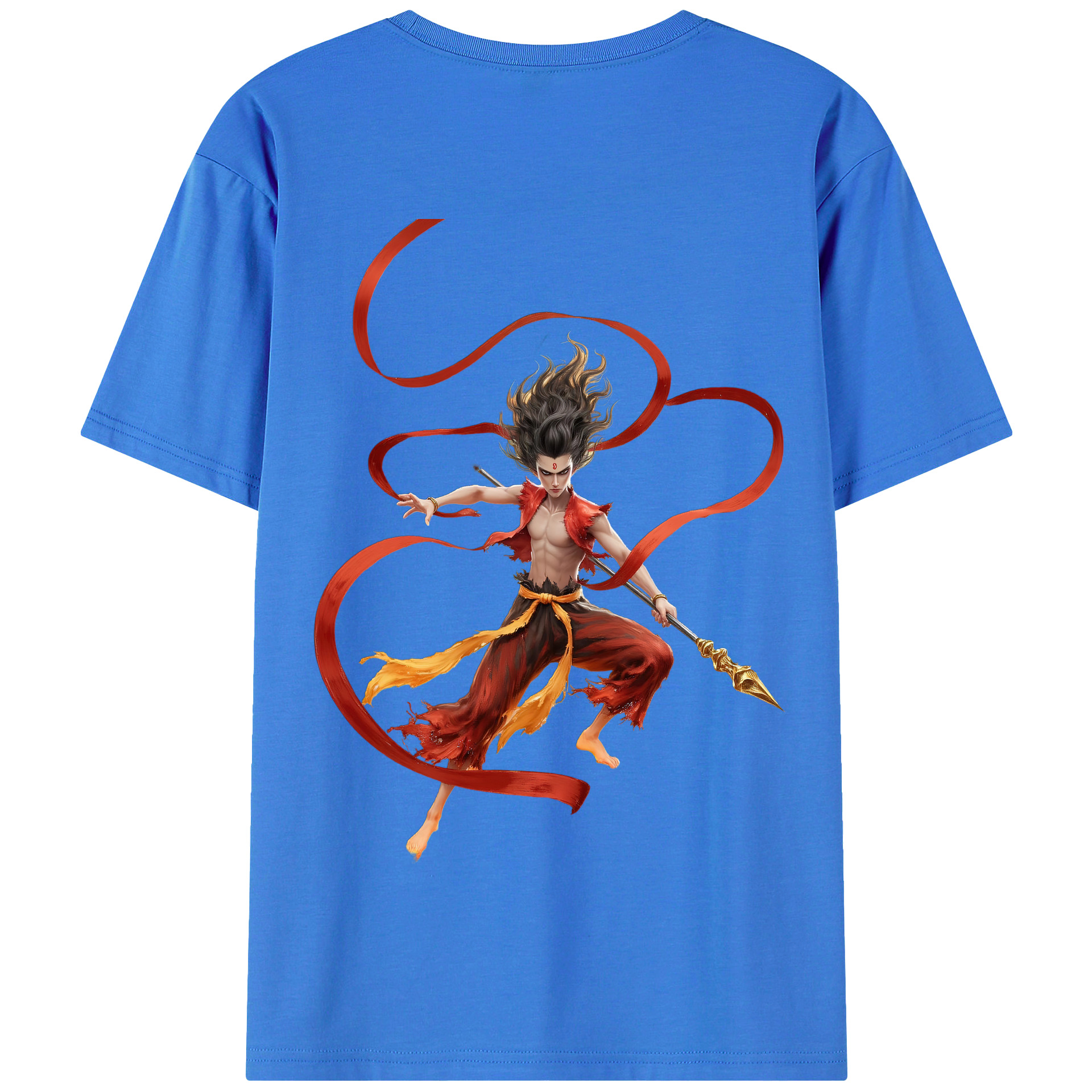 （画像用） Ne Zha 2 ナタ 魔童の大暴れ 綿100％半袖Tシャツ（背面プリント）