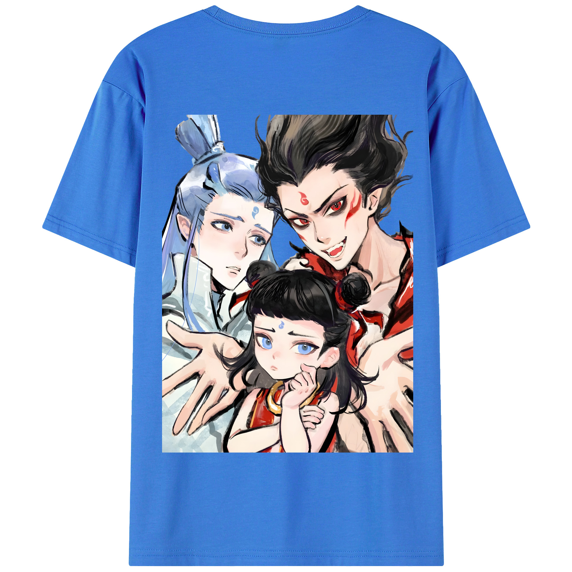 （画像用） Ne Zha 2 ナタ 魔童の大暴れ 綿100％半袖Tシャツ（背面プリント）