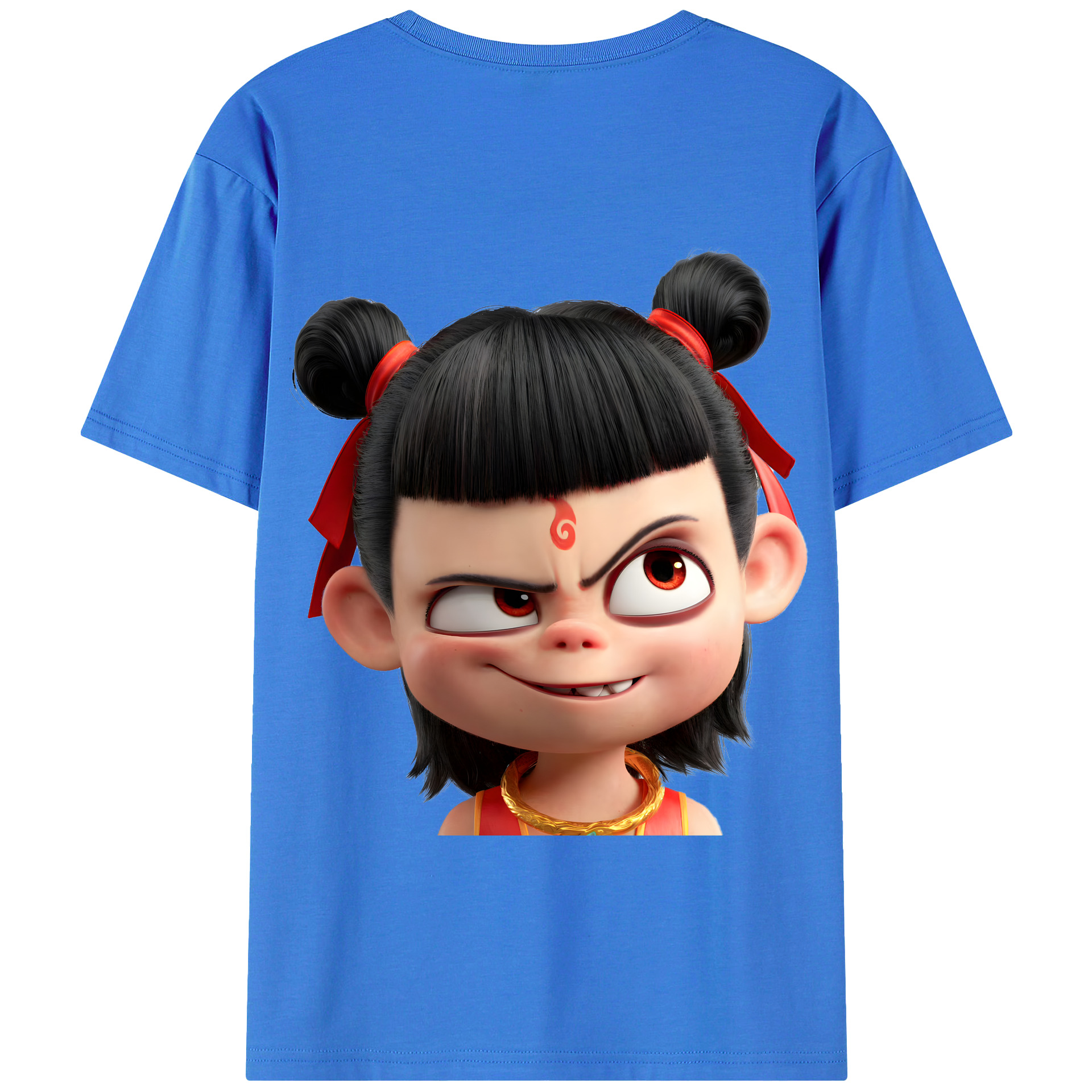 （画像用） Ne Zha 2 ナタ 魔童の大暴れ 綿100％半袖Tシャツ（背面プリント）
