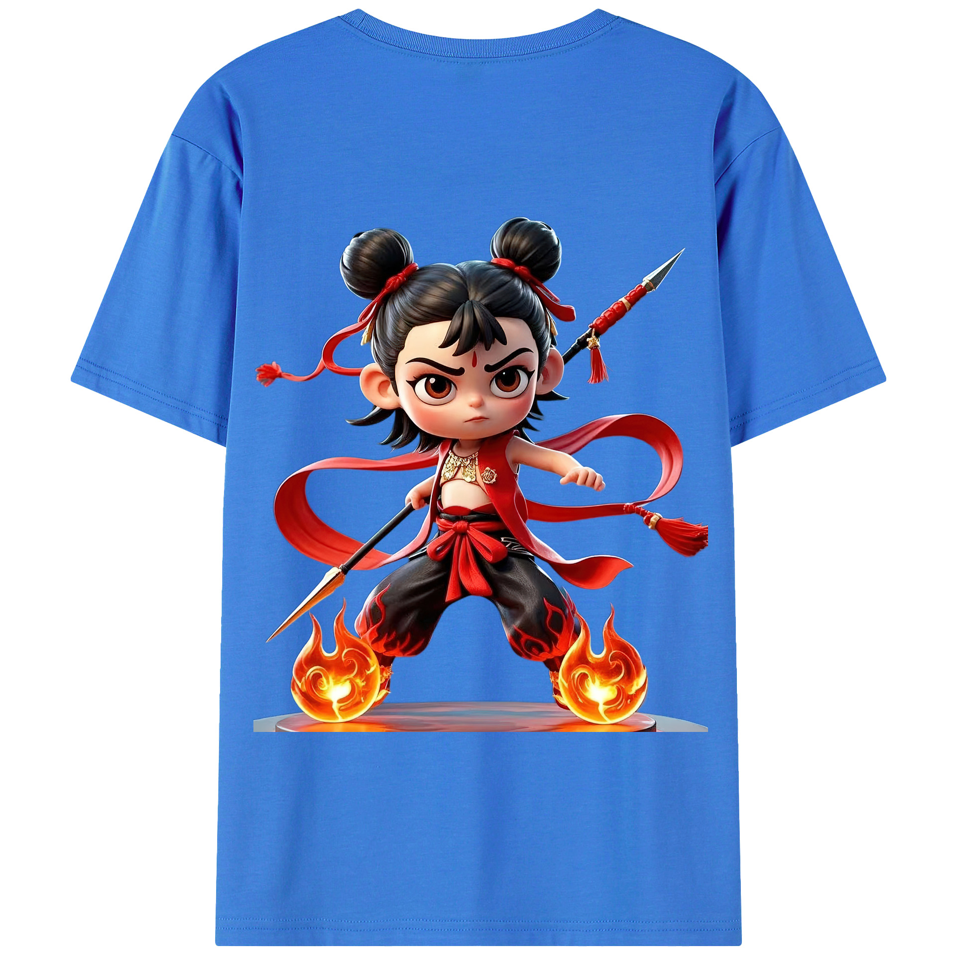 （画像用） Ne Zha 2 ナタ 魔童の大暴れ 綿100％半袖Tシャツ（背面プリント）