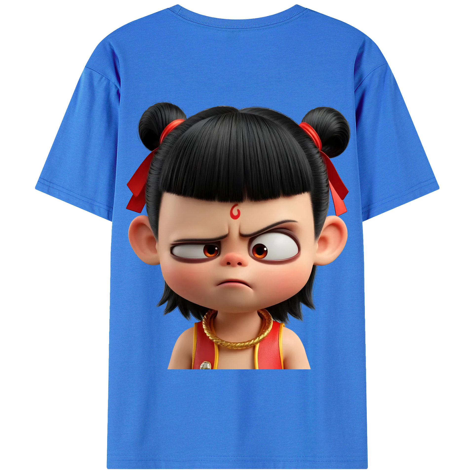 （画像用） Ne Zha 2 ナタ 魔童の大暴れ 綿100％半袖Tシャツ（背面プリント）