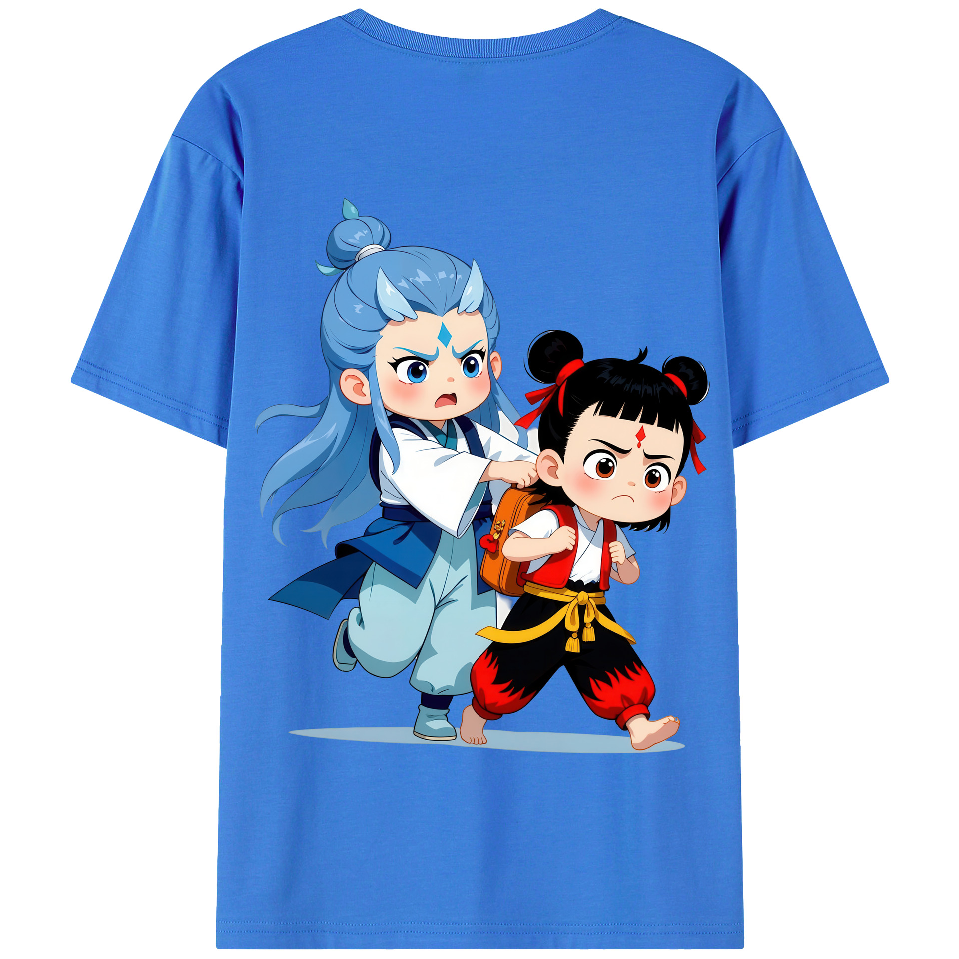 （画像用） Ne Zha 2 ナタ 魔童の大暴れ 綿100％半袖Tシャツ（背面プリント）