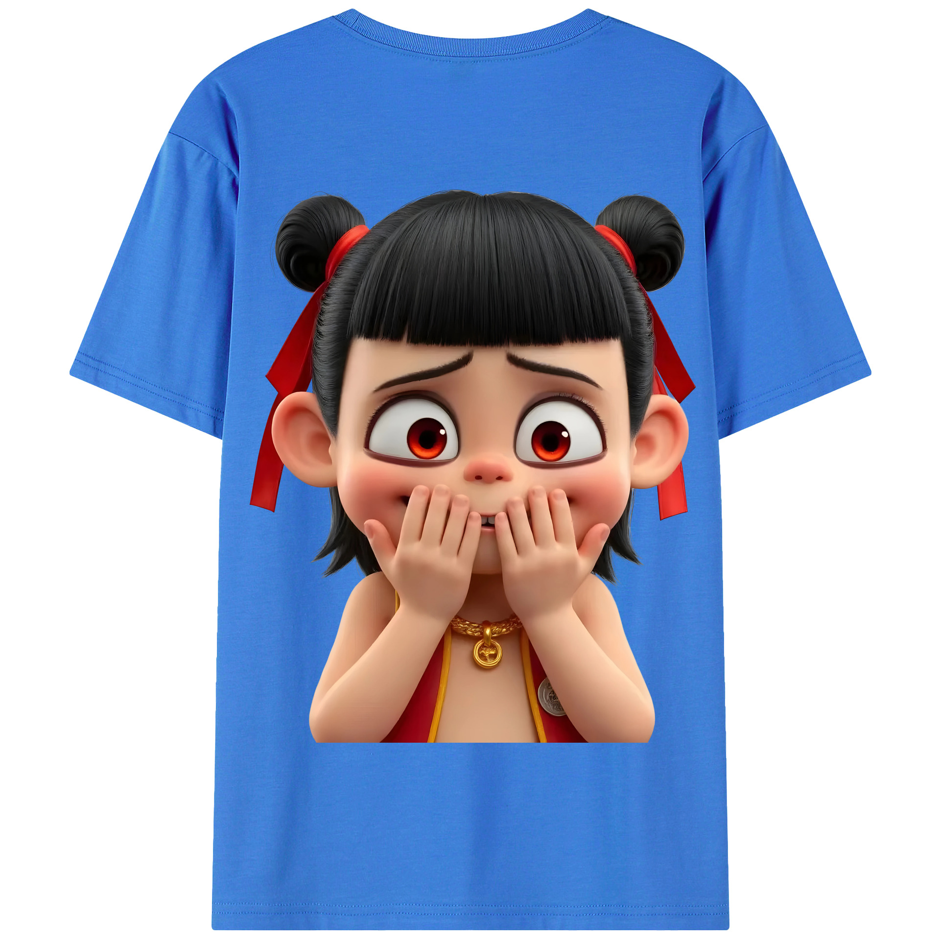 （画像用） Ne Zha 2 ナタ 魔童の大暴れ 綿100％半袖Tシャツ（背面プリント）
