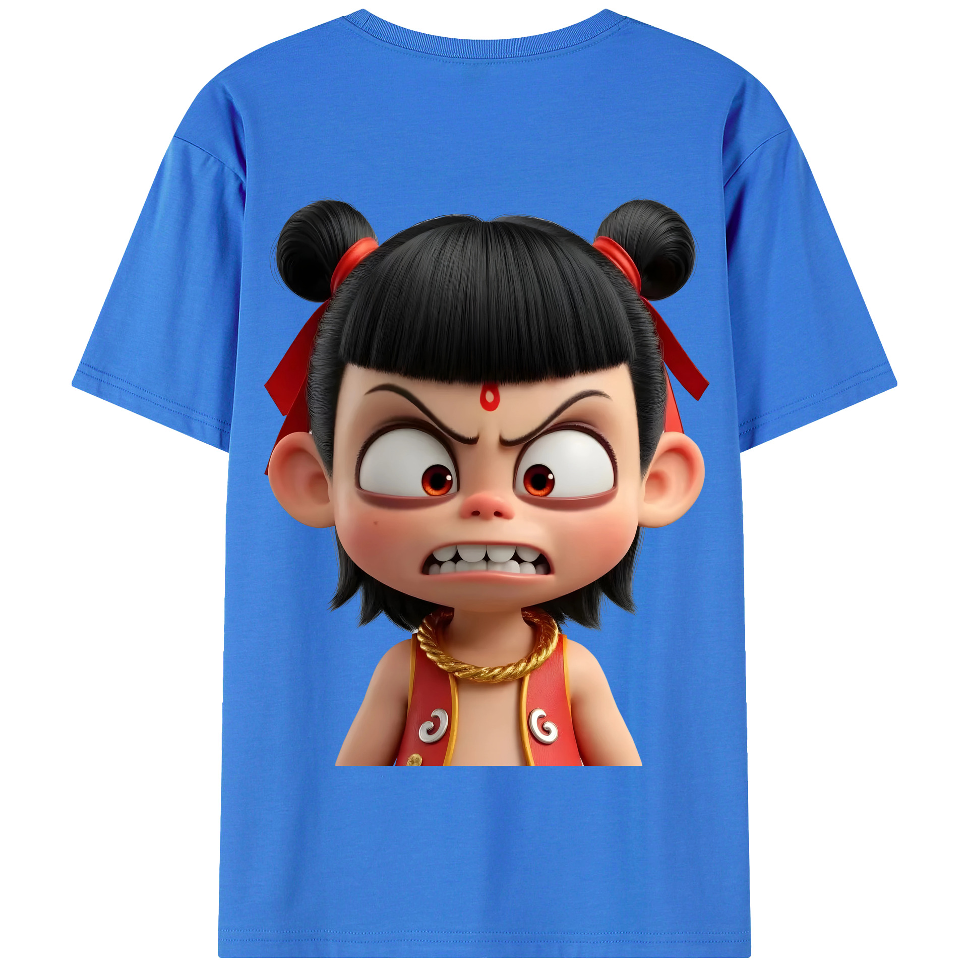 （画像用） Ne Zha 2 ナタ 魔童の大暴れ 綿100％半袖Tシャツ（背面プリント）