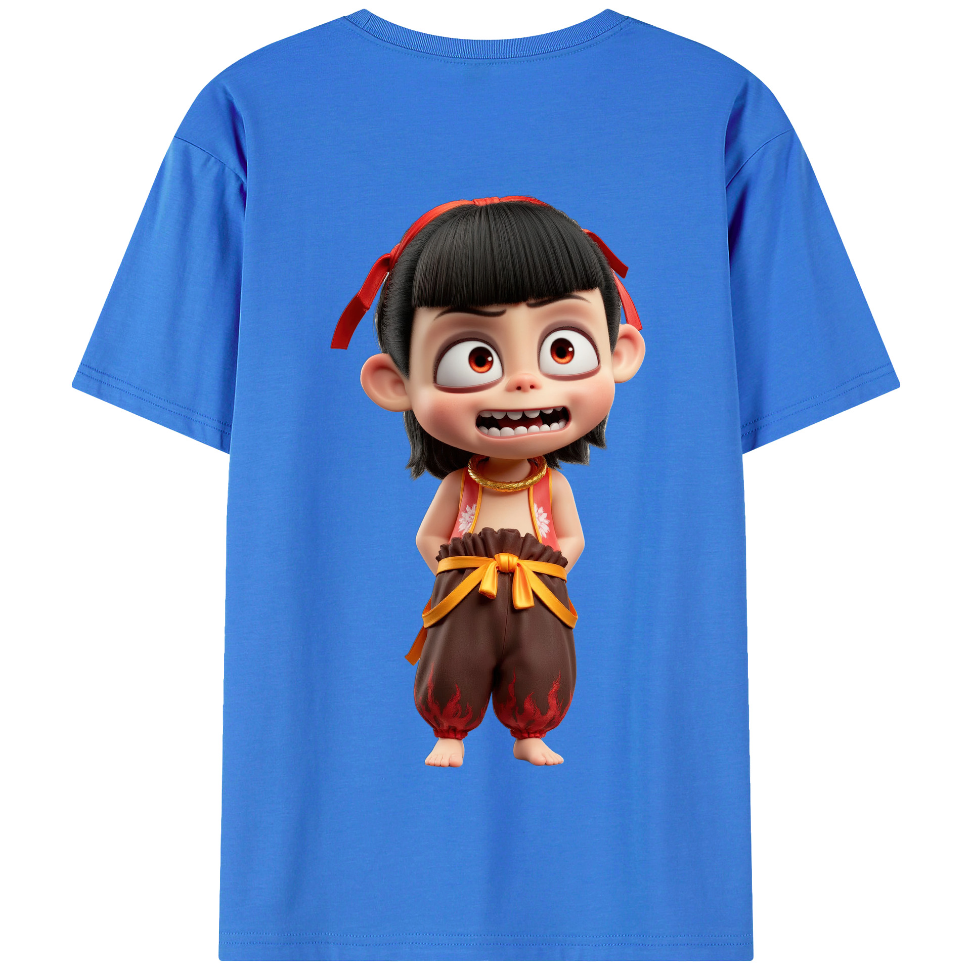 （画像用） Ne Zha 2 ナタ 魔童の大暴れ 綿100％半袖Tシャツ（背面プリント）