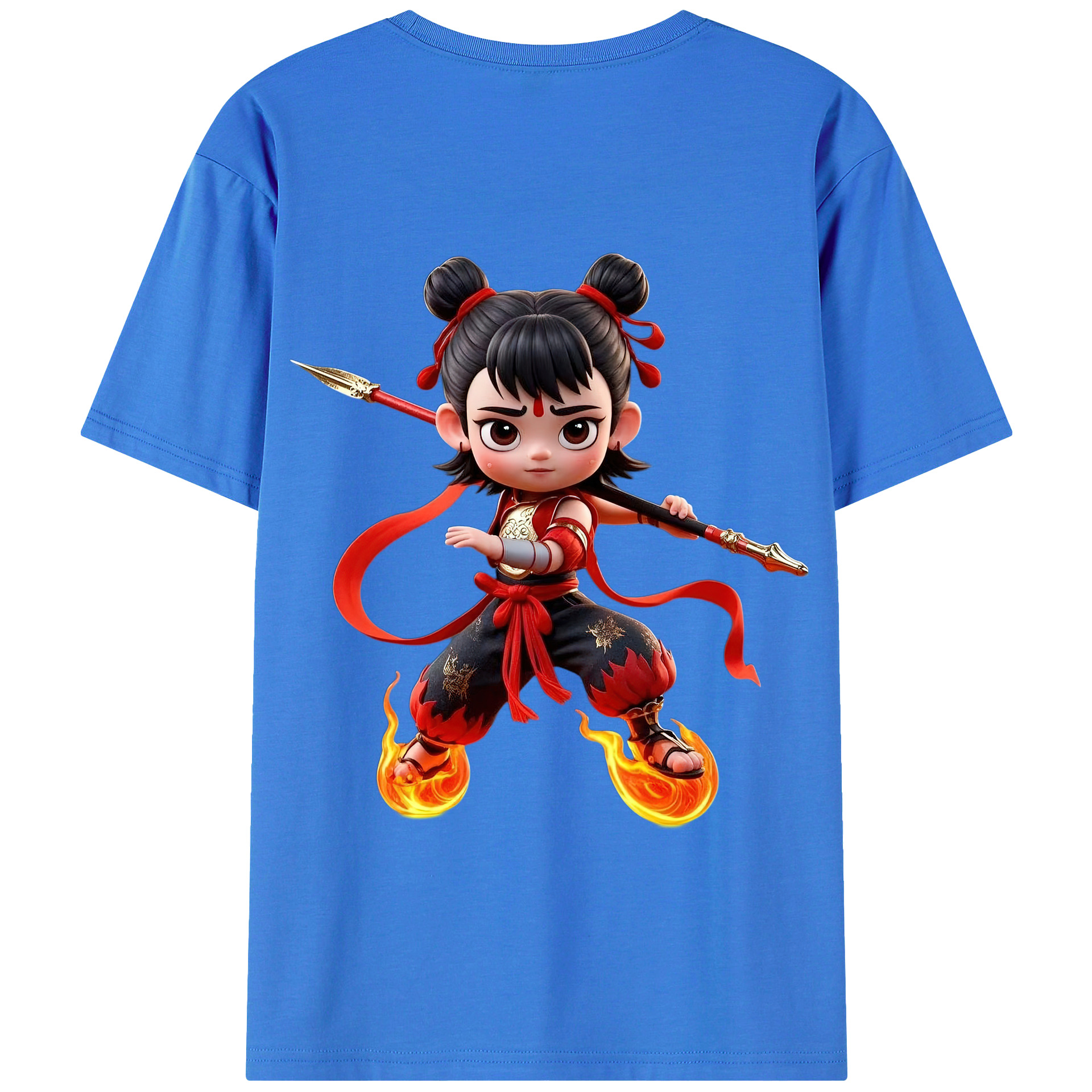 （画像用） Ne Zha 2 ナタ 魔童の大暴れ 綿100％半袖Tシャツ（背面プリント）