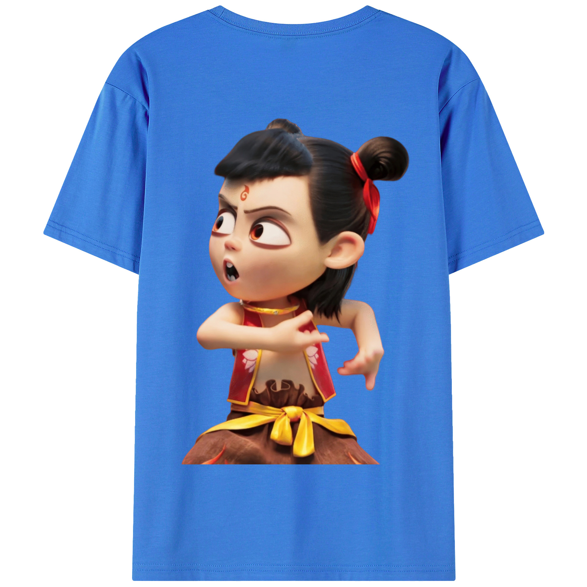 （画像用） Ne Zha 2 ナタ 魔童の大暴れ 綿100％半袖Tシャツ（背面プリント）