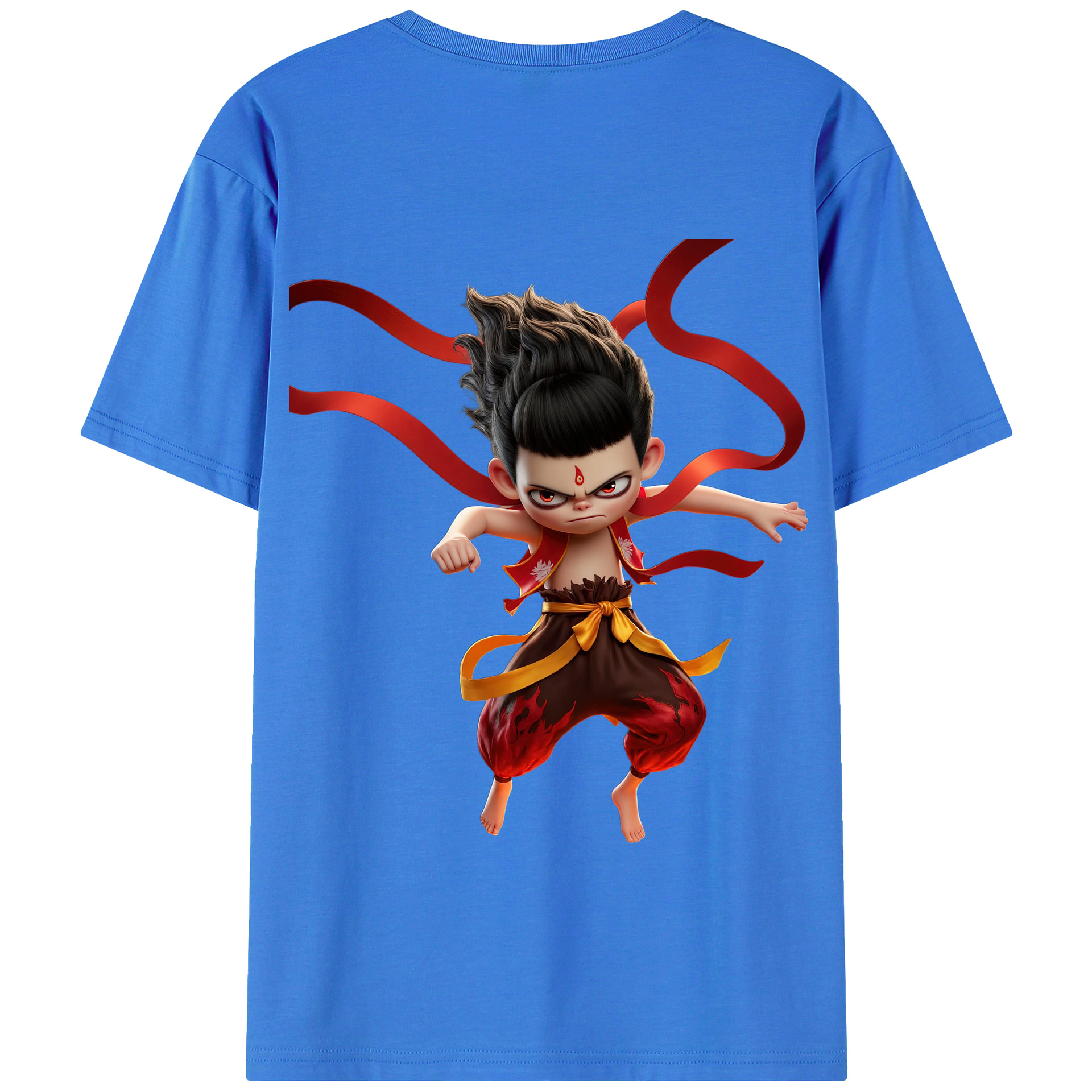 （画像用） Ne Zha 2 ナタ 魔童の大暴れ 綿100％半袖Tシャツ（背面プリント）