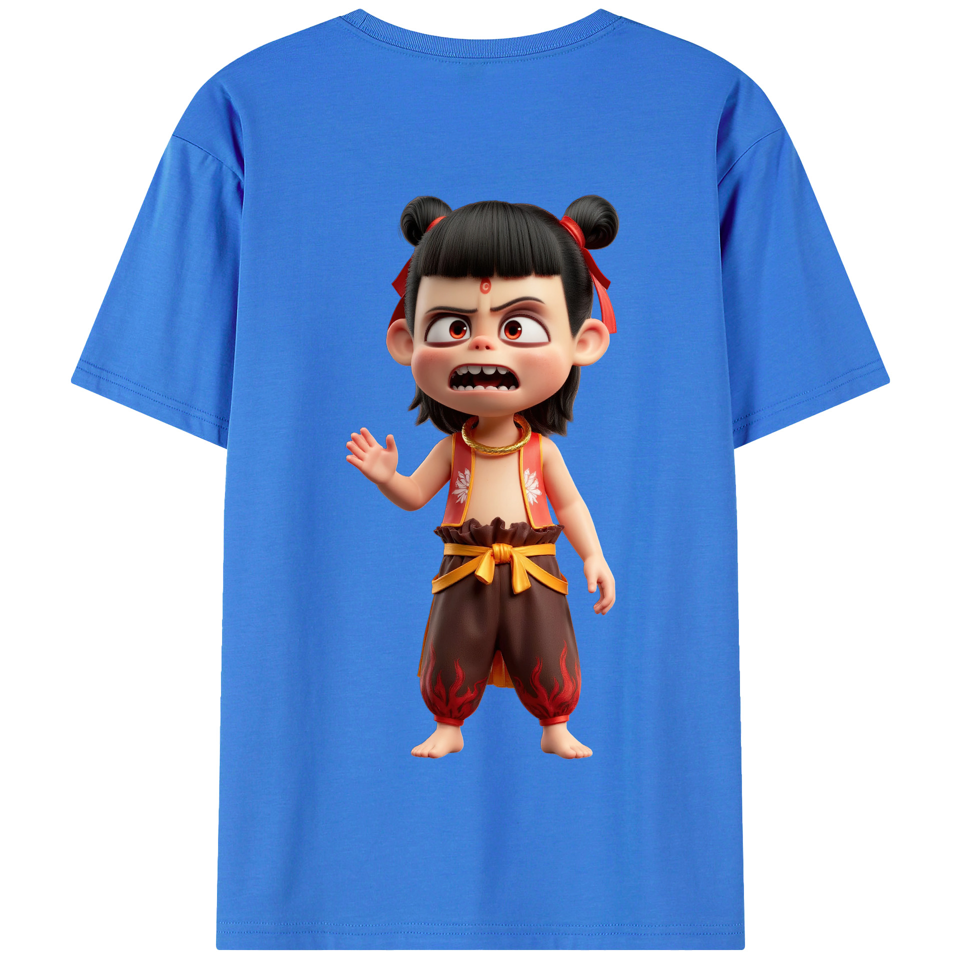 （画像用） Ne Zha 2 ナタ 魔童の大暴れ 綿100％半袖Tシャツ（背面プリント）