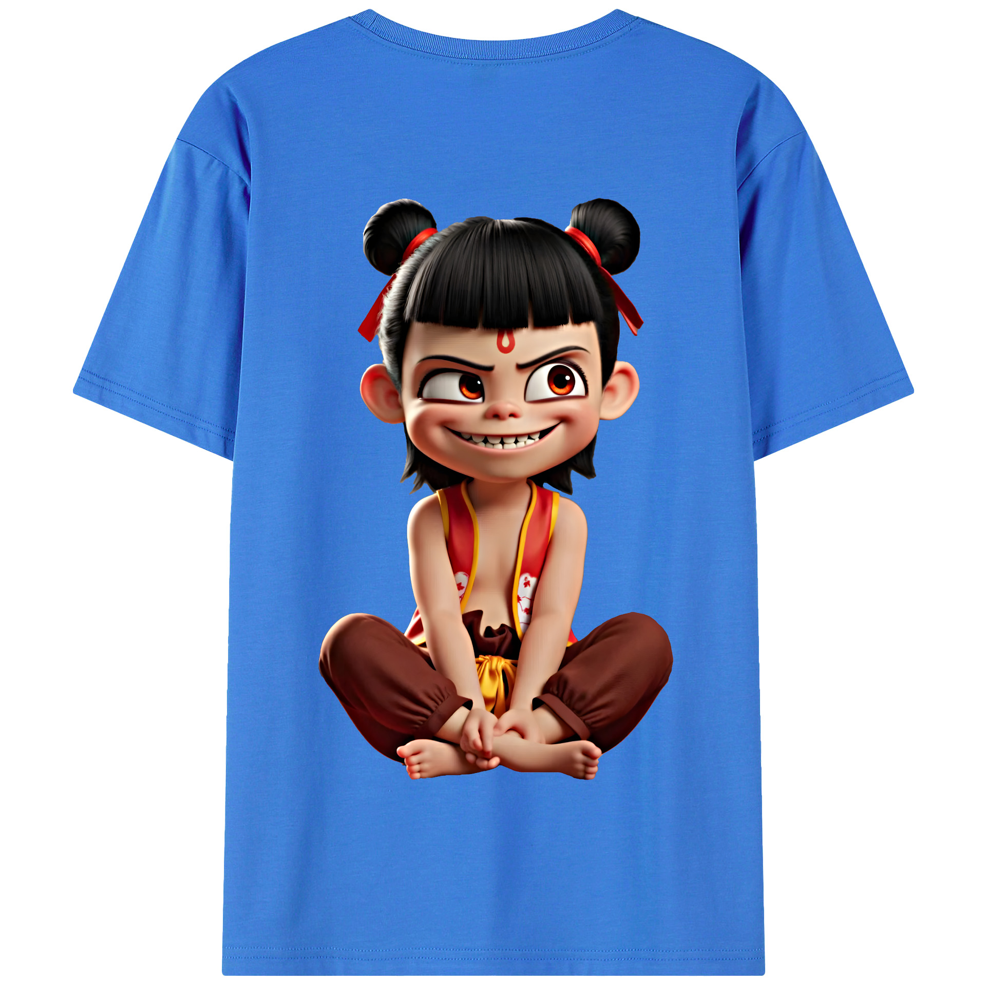 （画像用） Ne Zha 2 ナタ 魔童の大暴れ 綿100％半袖Tシャツ（背面プリント）