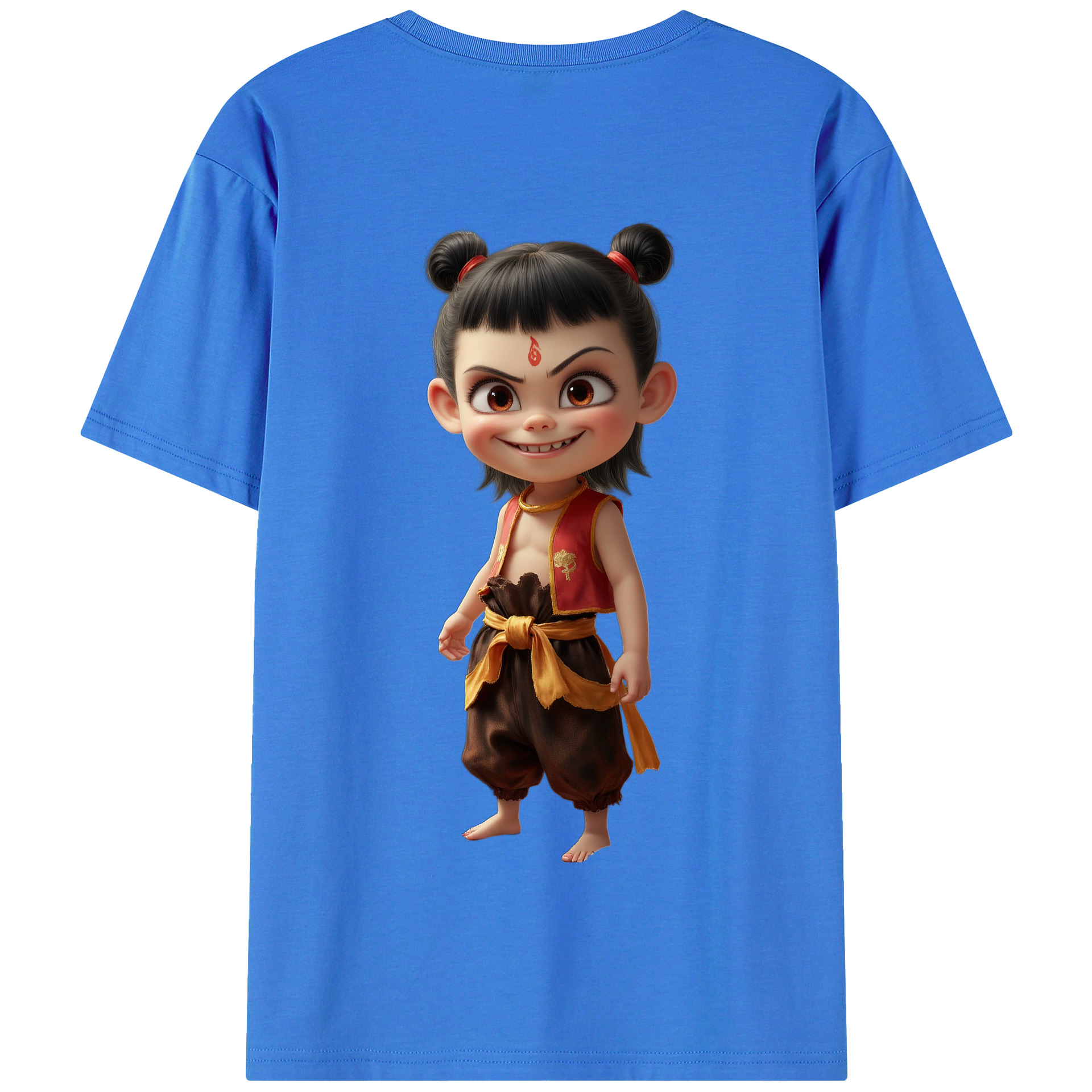 （画像用） Ne Zha 2 ナタ 魔童の大暴れ 綿100％半袖Tシャツ（背面プリント）