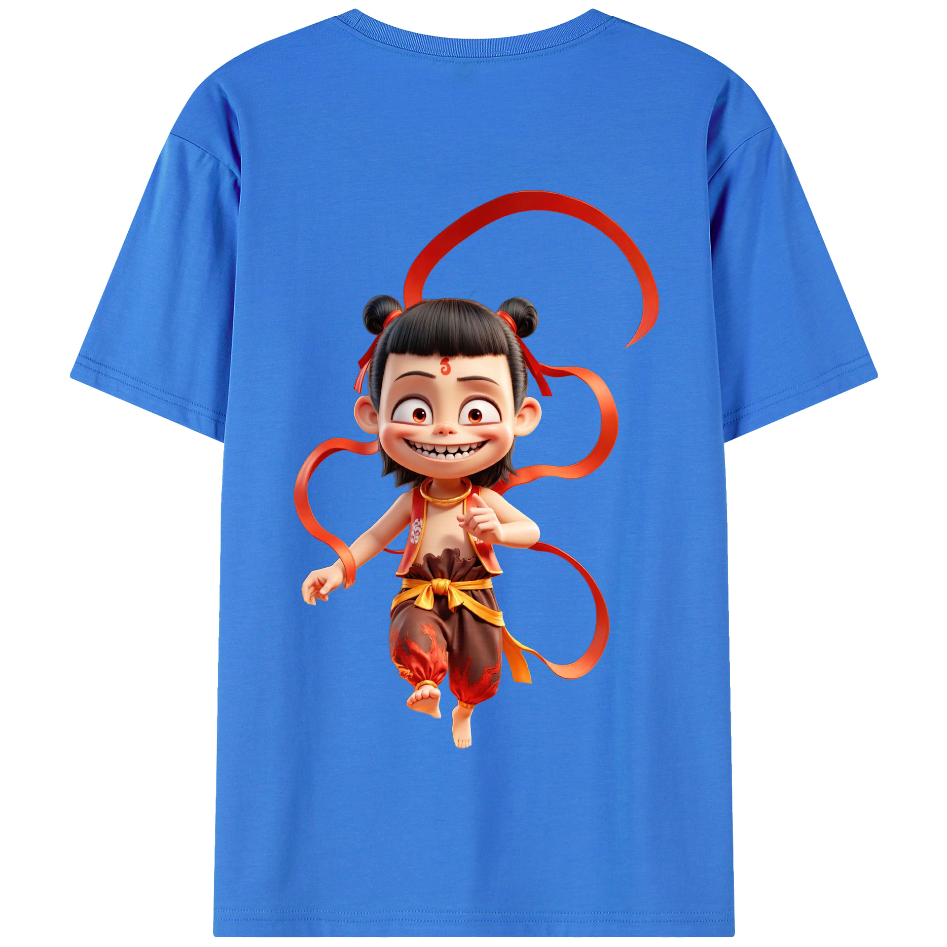 （画像用） Ne Zha 2 ナタ 魔童の大暴れ 綿100％半袖Tシャツ（背面プリント）