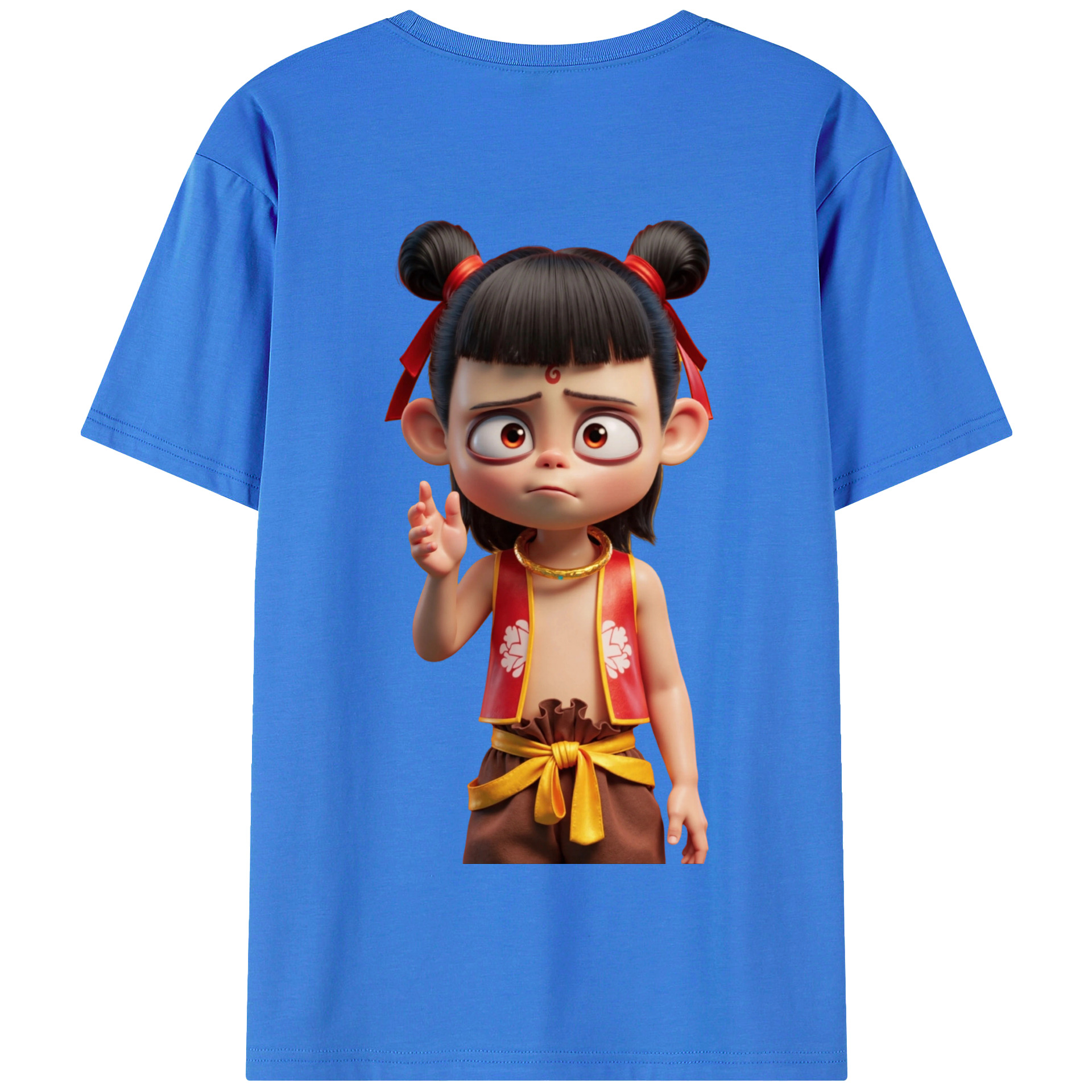 （画像用） Ne Zha 2 ナタ 魔童の大暴れ 綿100％半袖Tシャツ（背面プリント）