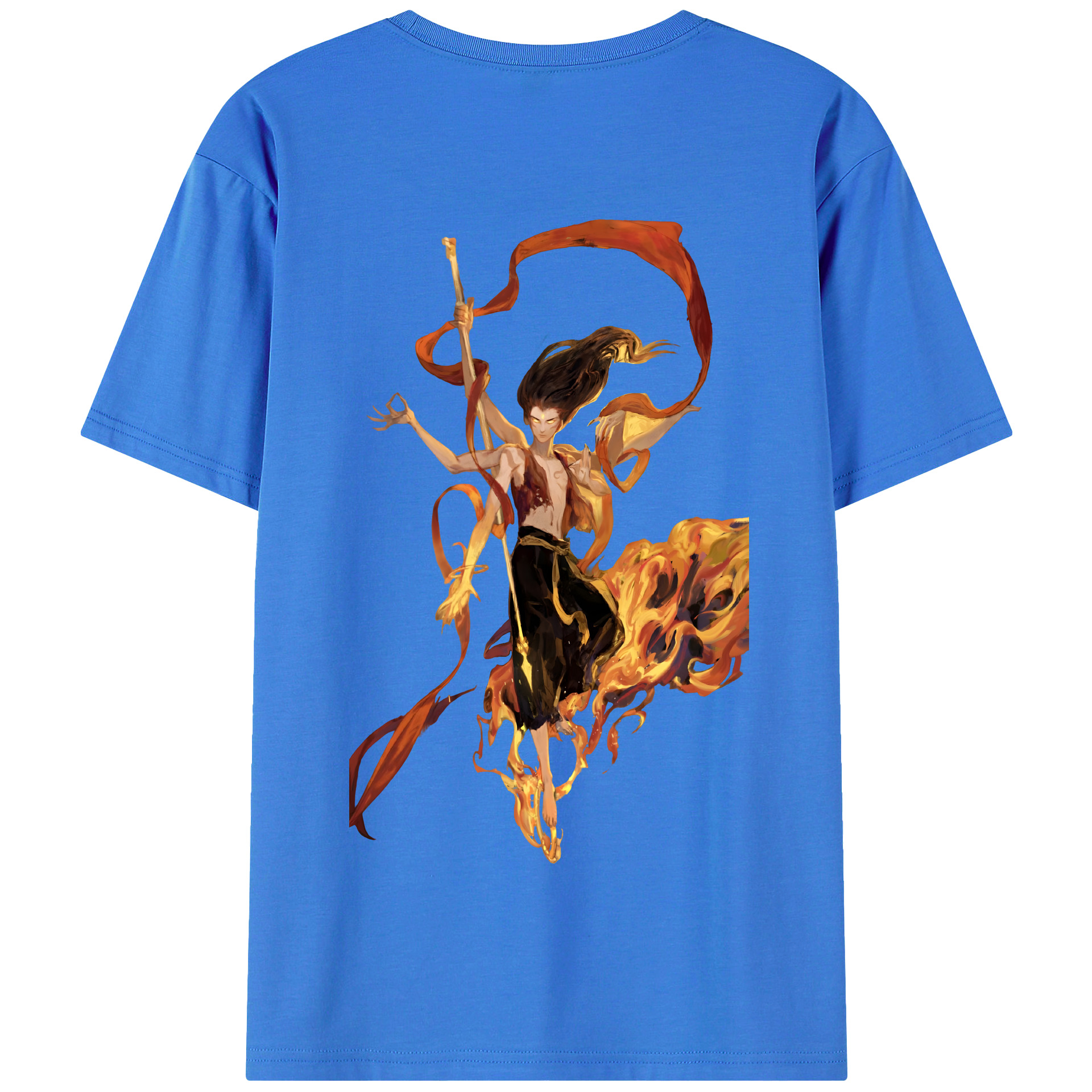（画像用） Ne Zha 2 ナタ 魔童の大暴れ 綿100％半袖Tシャツ（背面プリント）