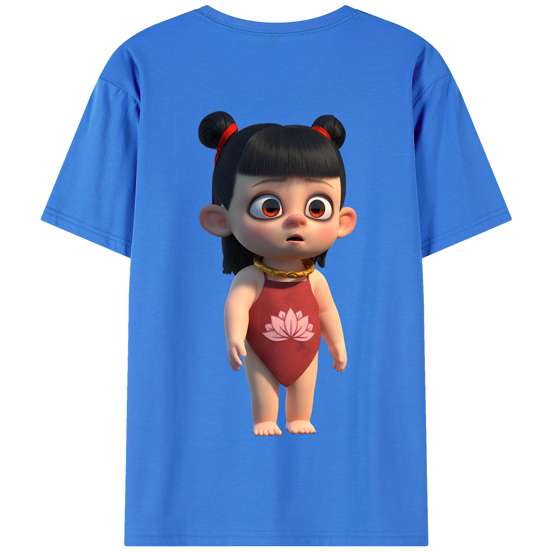 （画像用） Ne Zha 2 ナタ 魔童の大暴れ 綿100％半袖Tシャツ（背面プリント）