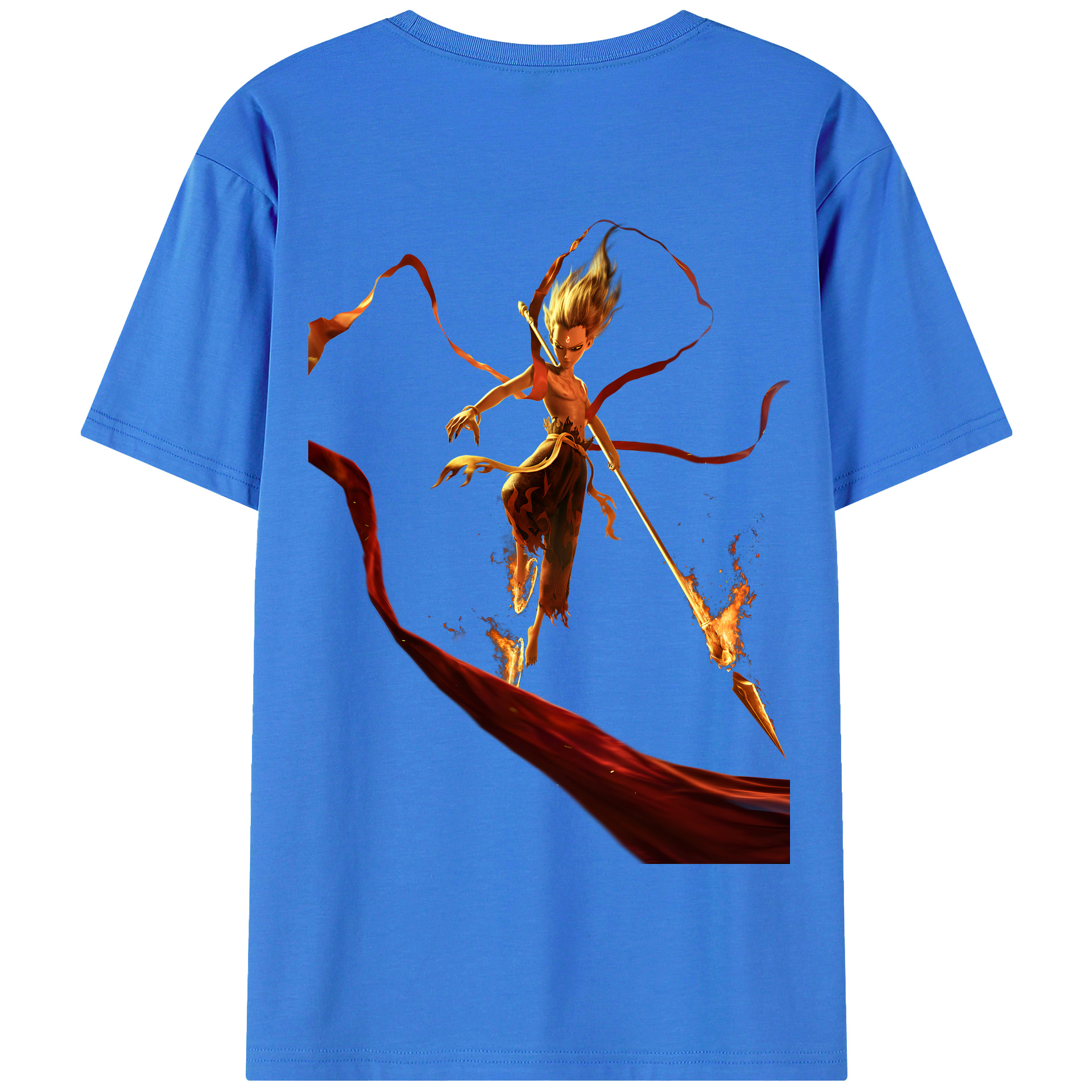 （画像用） Ne Zha 2 ナタ 魔童の大暴れ 綿100％半袖Tシャツ（背面プリント）