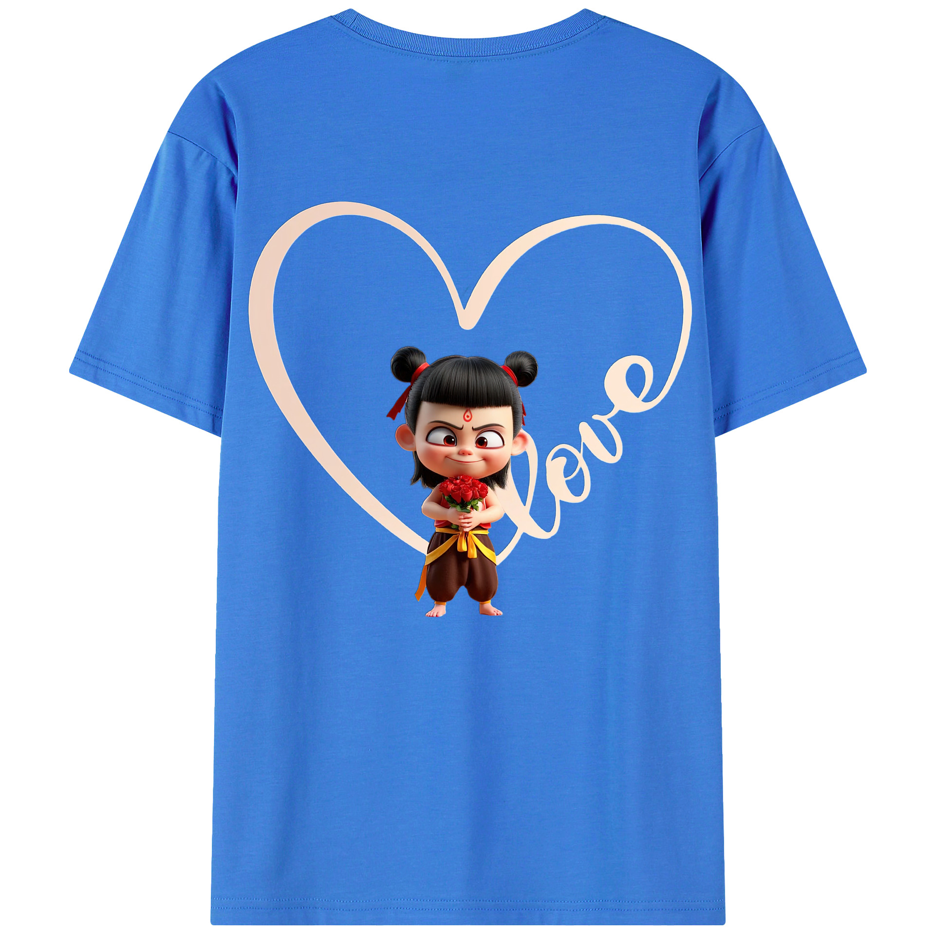 （画像用） Ne Zha 2 ナタ 魔童の大暴れ 綿100％半袖Tシャツ（背面プリント）