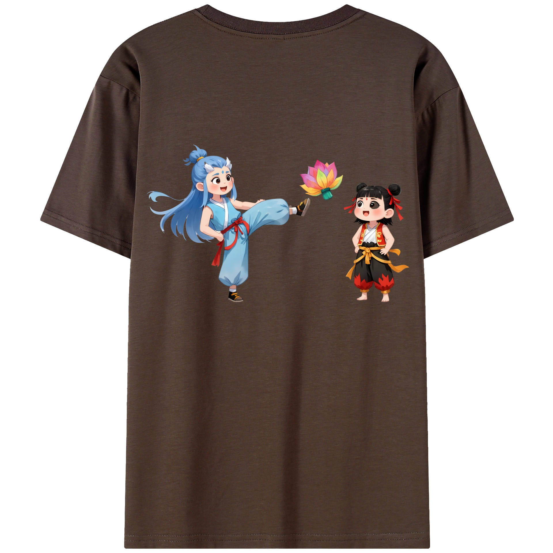 （画像用） Ne Zha 2 ナタ 魔童の大暴れ 綿100％半袖Tシャツ（背面プリント）