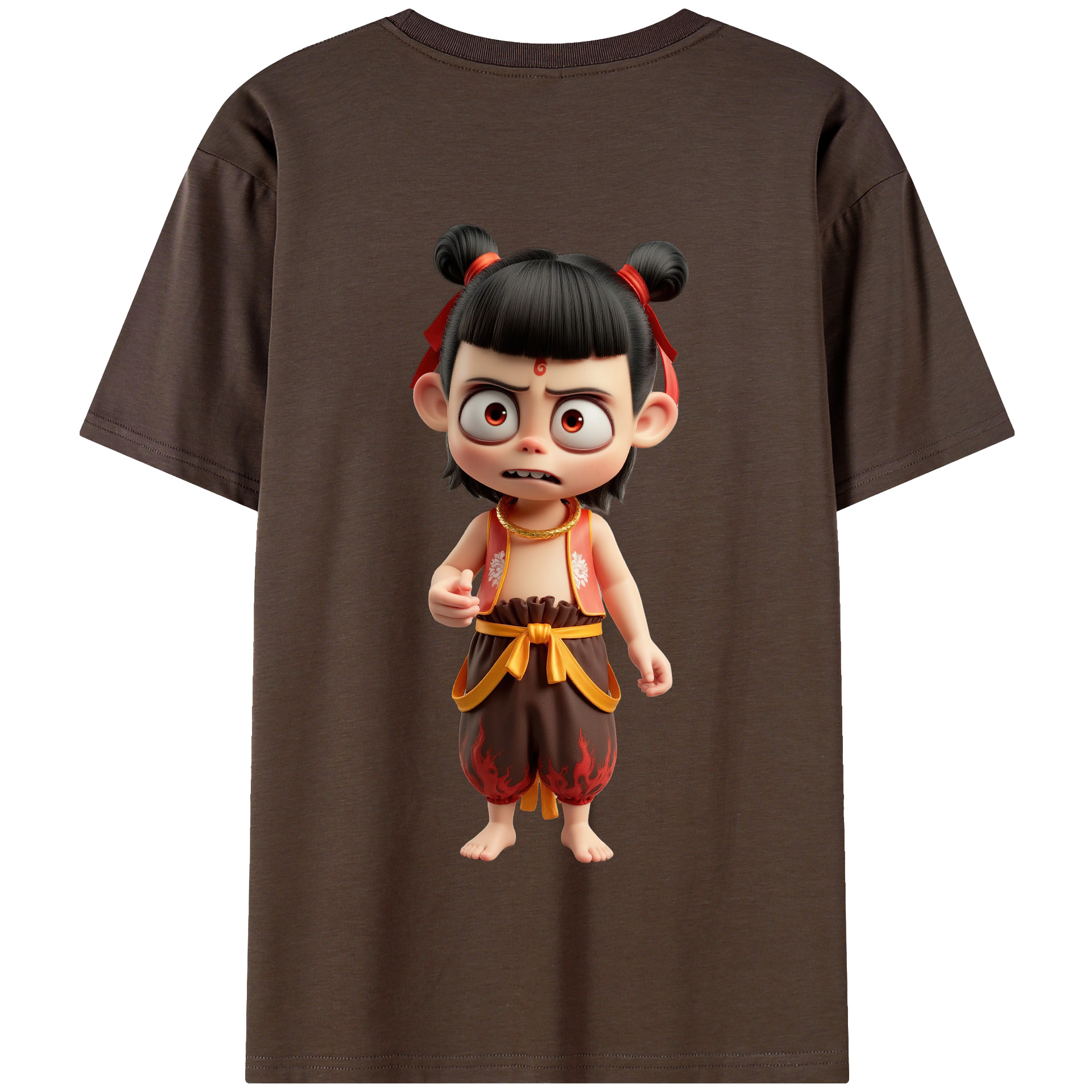 （画像用） Ne Zha 2 ナタ 魔童の大暴れ 綿100％半袖Tシャツ（背面プリント）