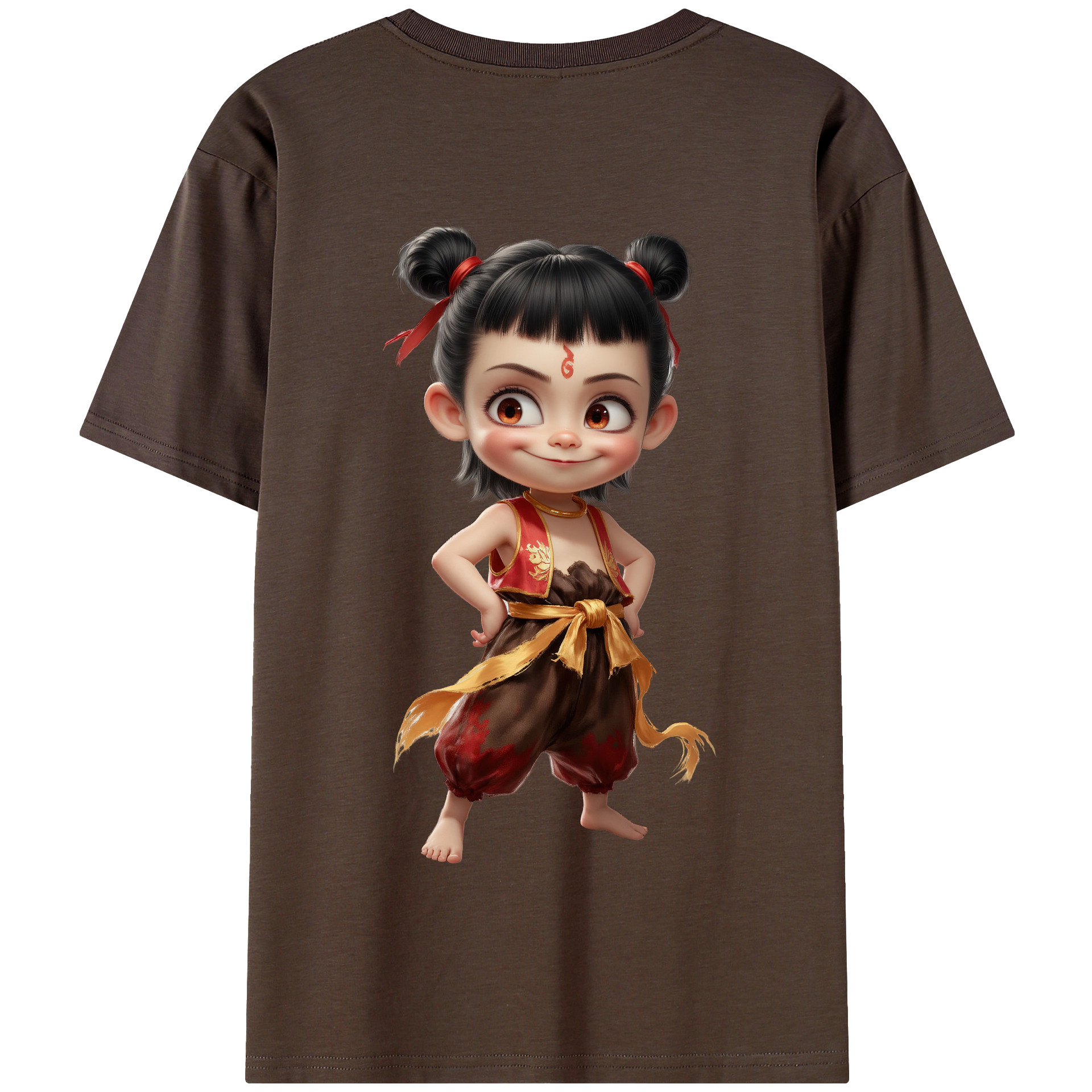 （画像用） Ne Zha 2 ナタ 魔童の大暴れ 綿100％半袖Tシャツ（背面プリント）