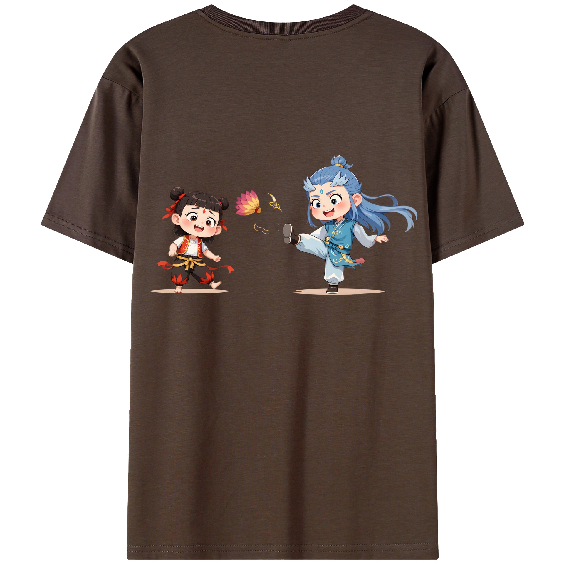 （画像用） Ne Zha 2 ナタ 魔童の大暴れ 綿100％半袖Tシャツ（背面プリント）