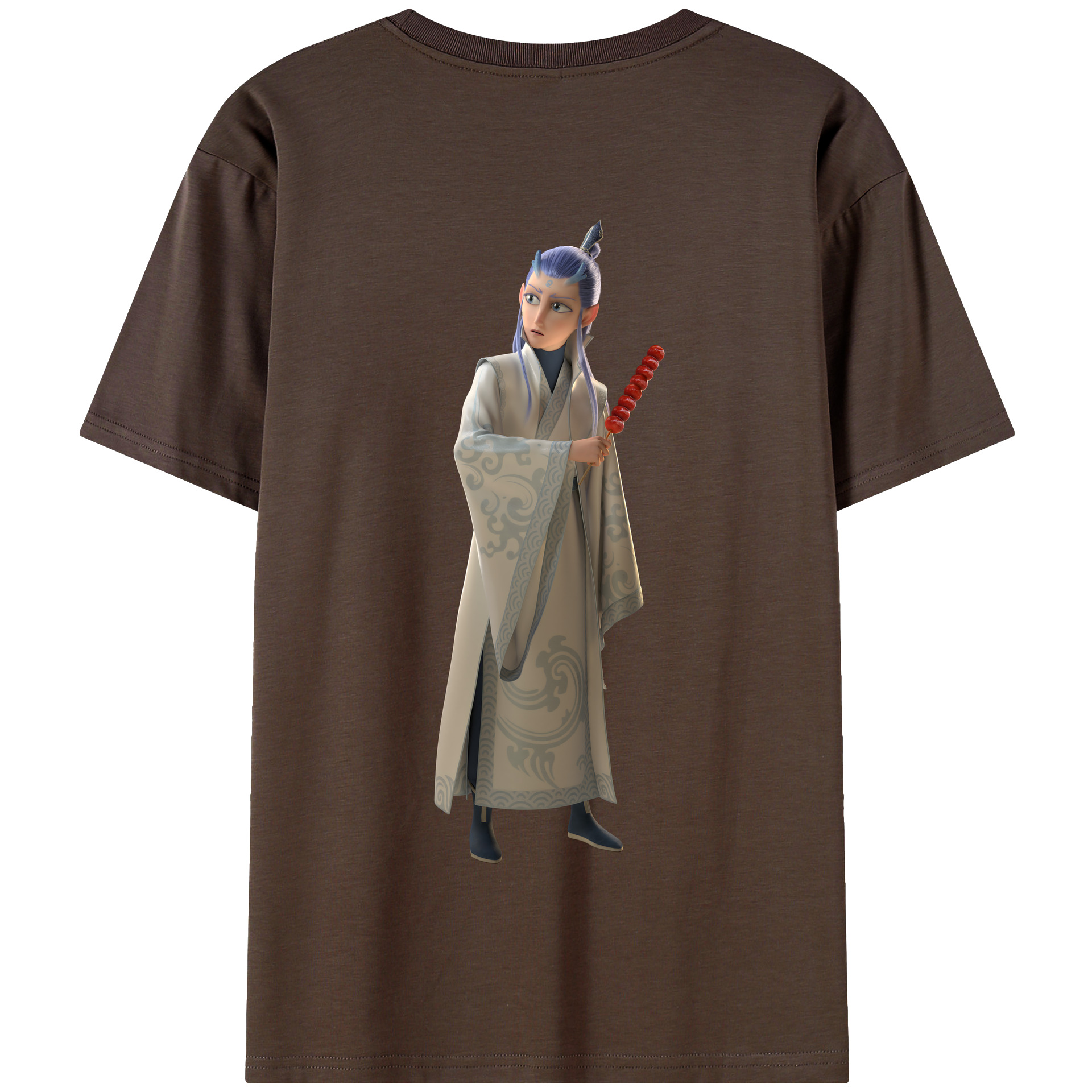 （画像用） Ne Zha 2 ナタ 魔童の大暴れ 綿100％半袖Tシャツ（背面プリント）