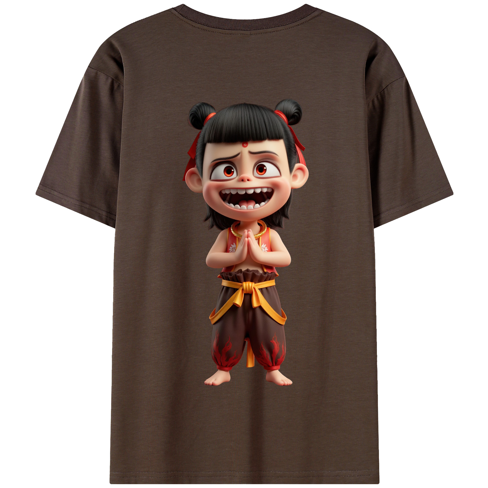 （画像用） Ne Zha 2 ナタ 魔童の大暴れ 綿100％半袖Tシャツ（背面プリント）