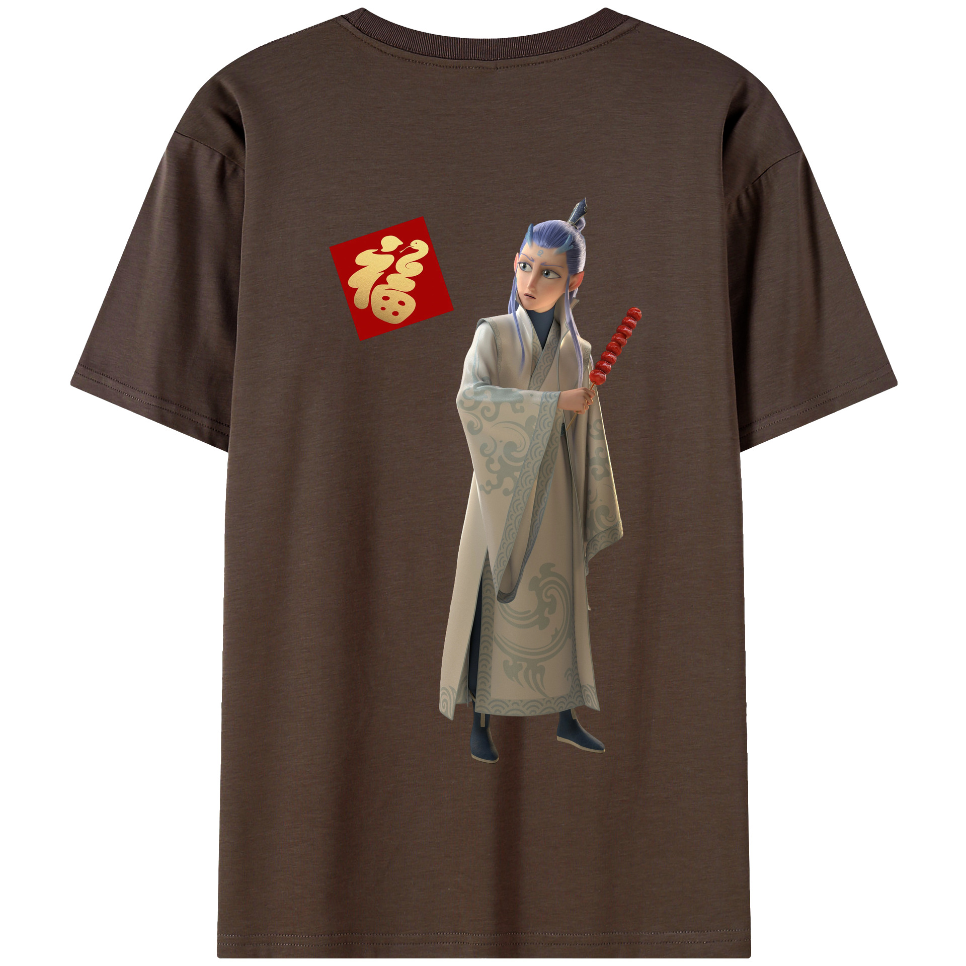 （画像用） Ne Zha 2 ナタ 魔童の大暴れ 綿100％半袖Tシャツ（背面プリント）