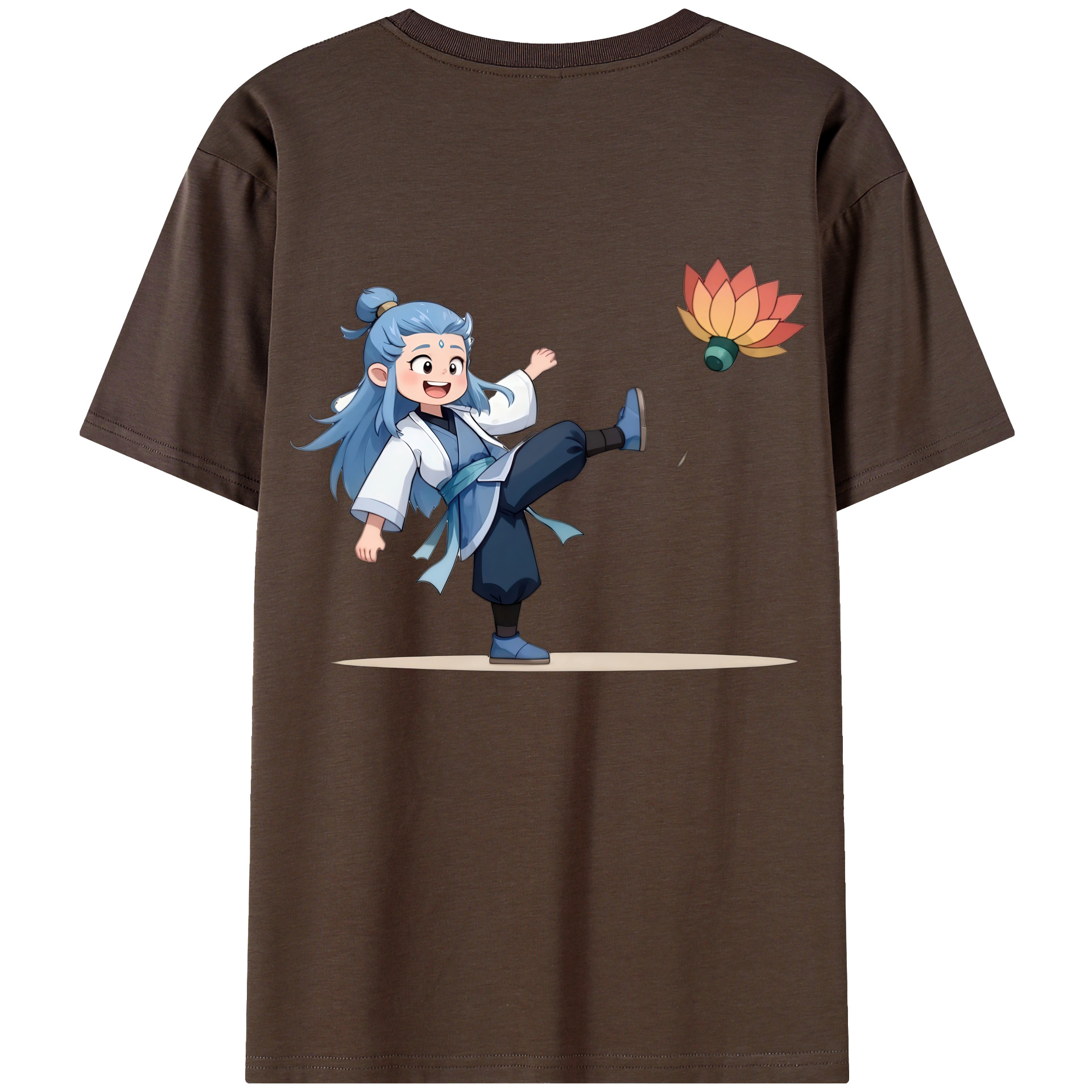（画像用） Ne Zha 2 ナタ 魔童の大暴れ 綿100％半袖Tシャツ（背面プリント）